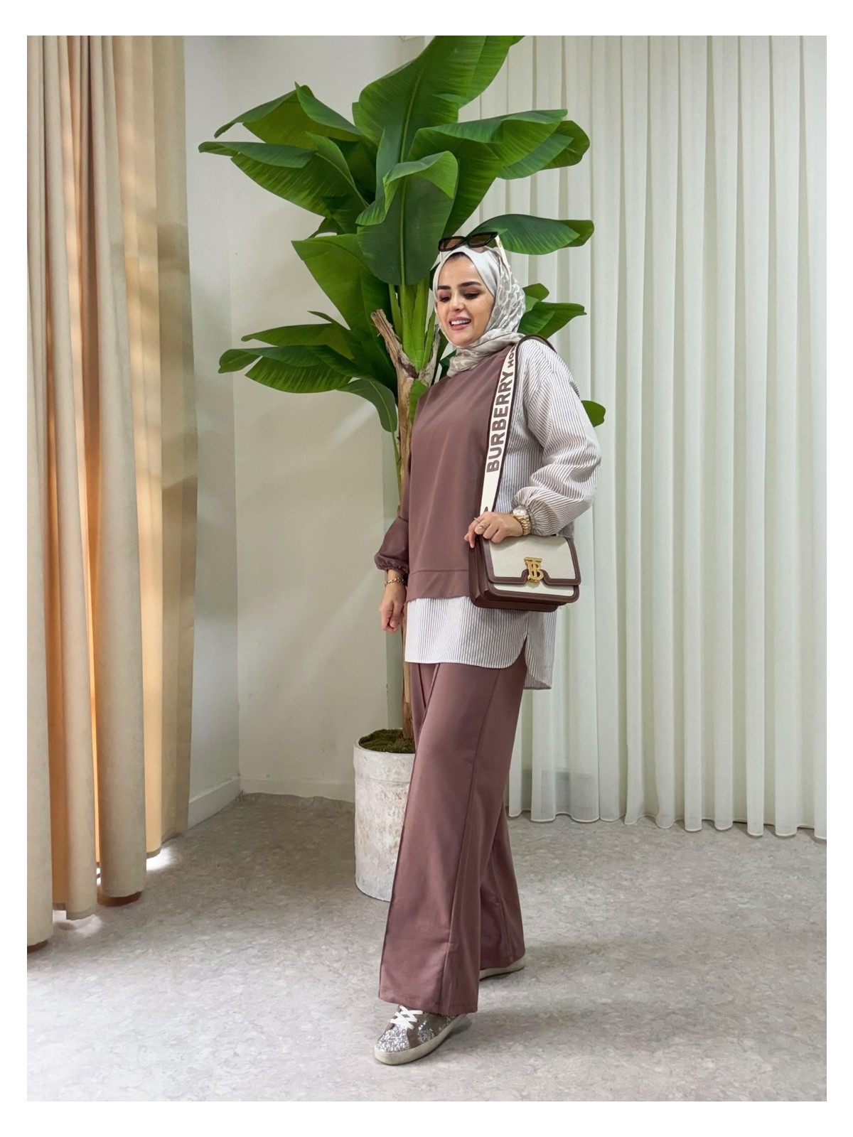 Aselim Hijap Moda Asel Fashion Line Gömlekli Ikili Takım Siyah - Görsel 9