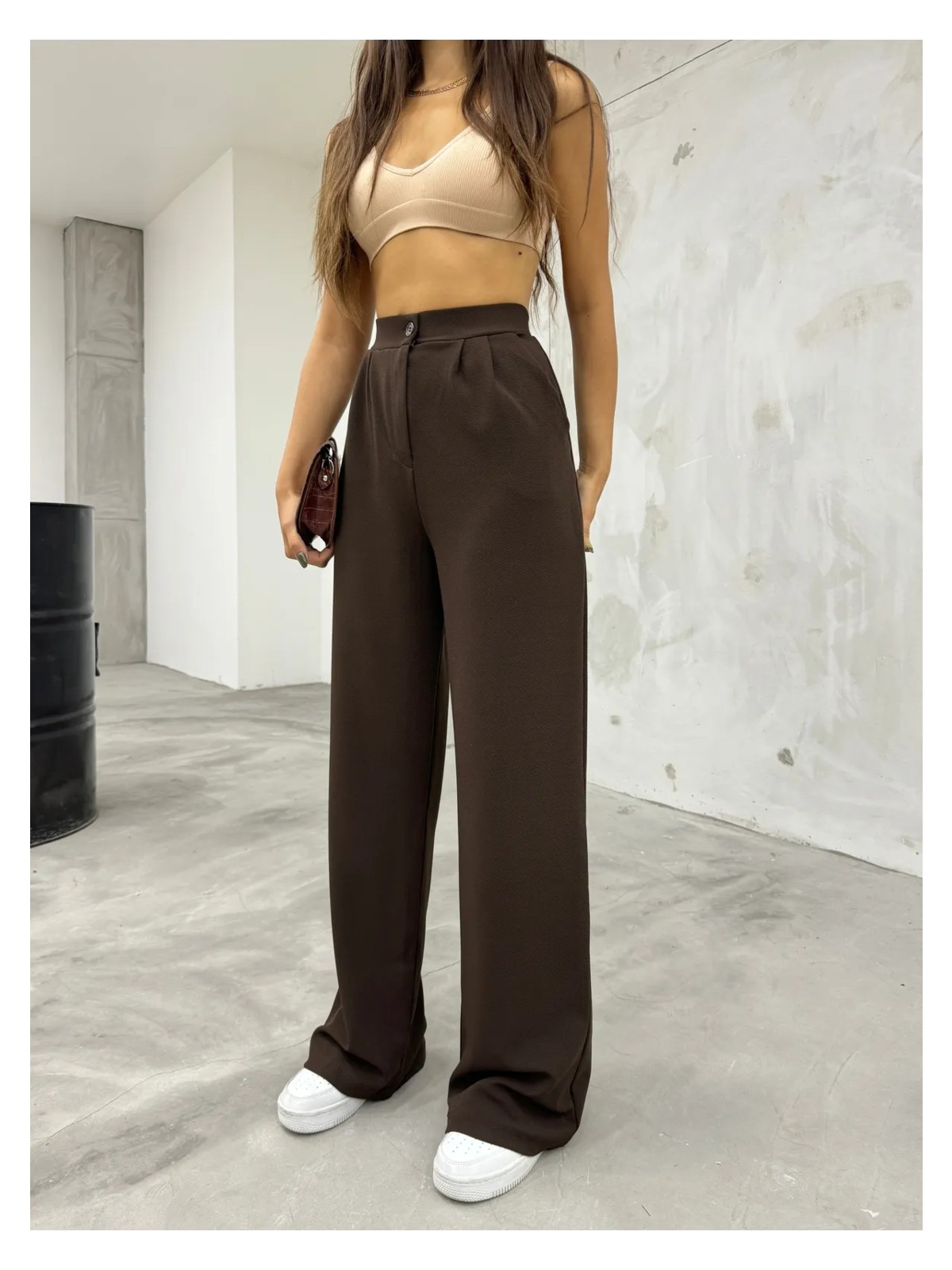 Bikelife Kadın Siyah Likralı Palazzo Salaş Geniş Paça Pantolon - Görsel 6