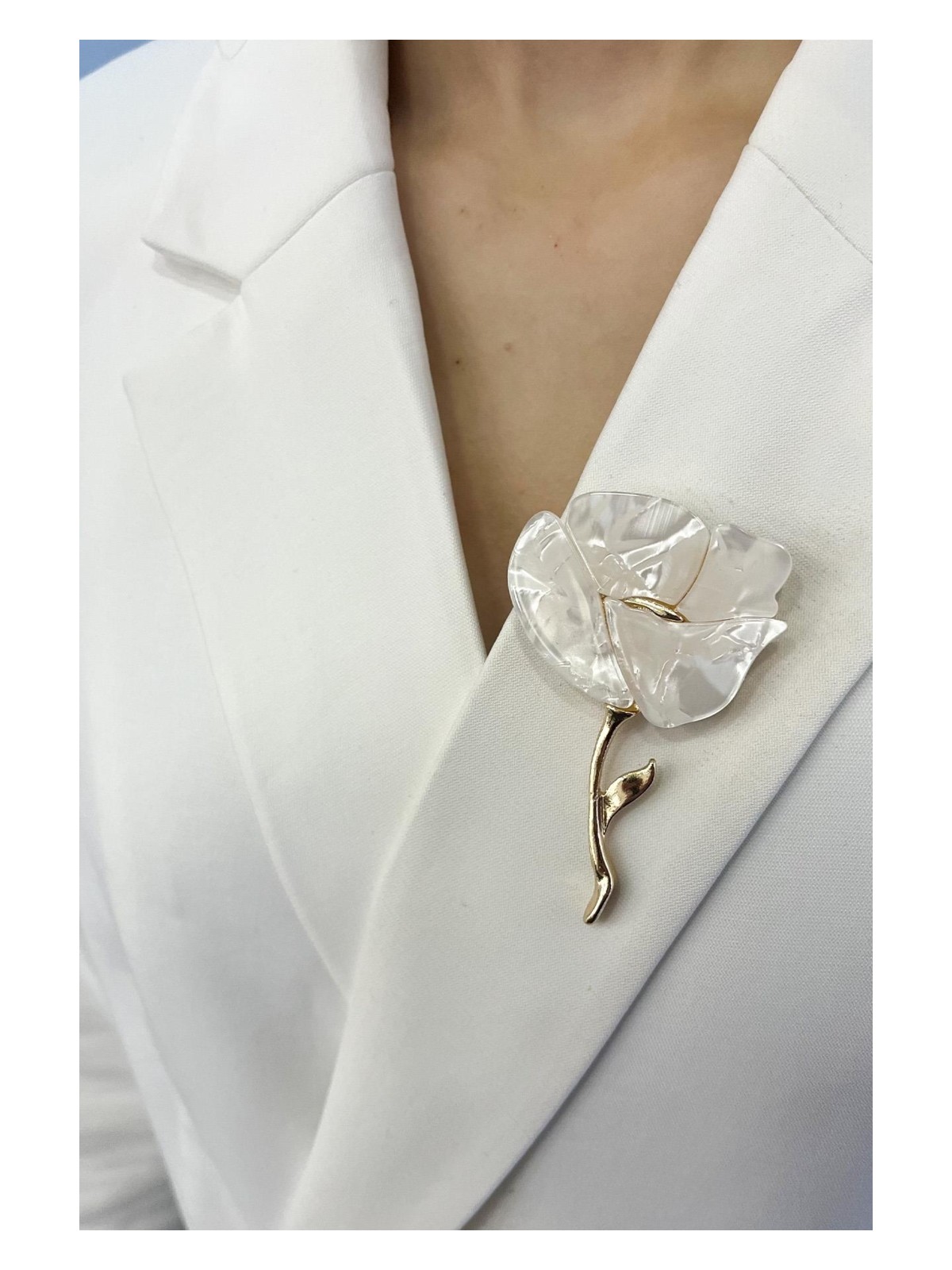 Modex Altın Rengi Sedef Gül Broş (4*7cm)