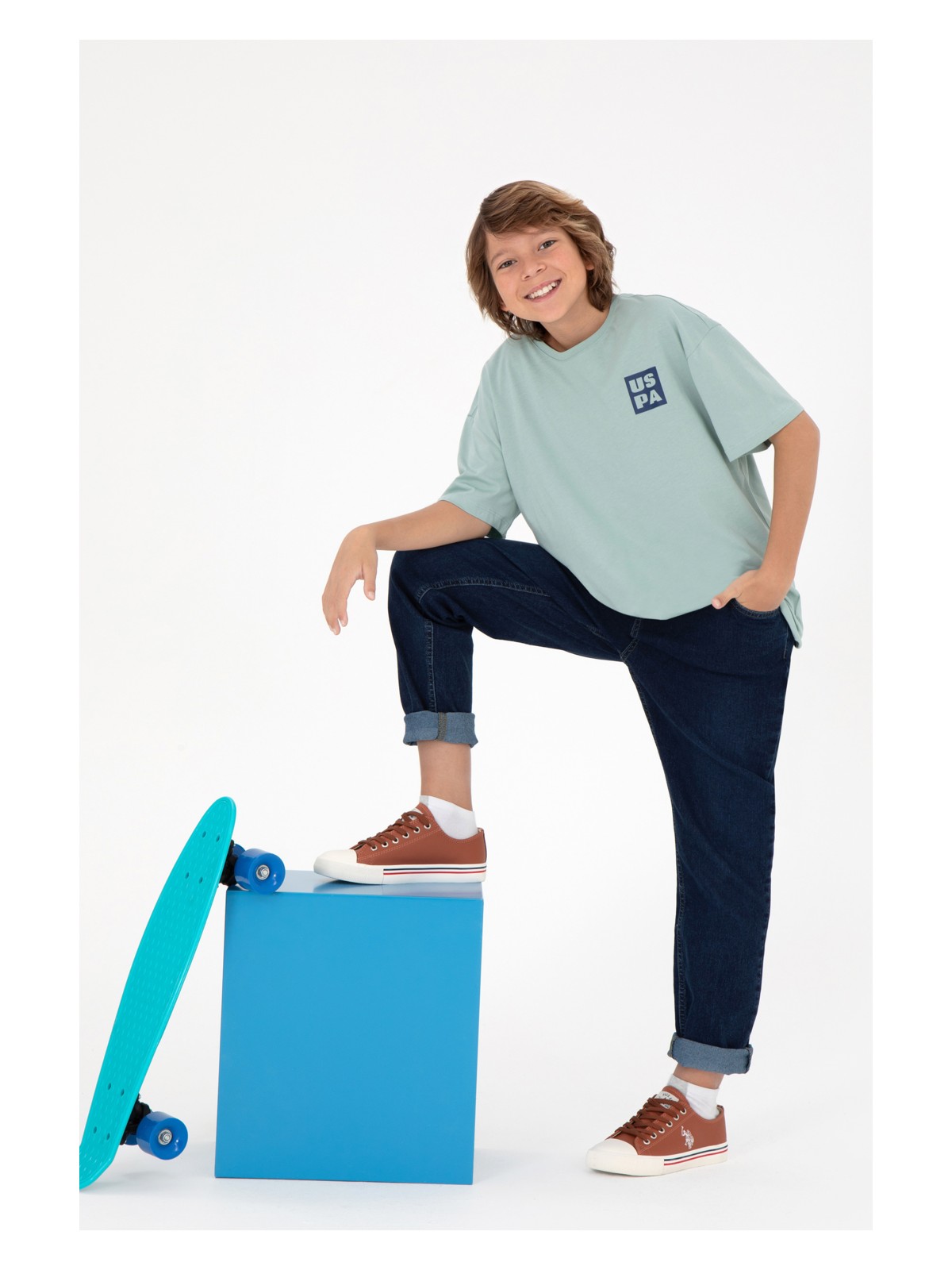 U.S. Polo Assn. Erkek Çocuk Kırmızı Comfort Basic Bisiklet Yaka Tişört 50295447-VR086 - Görsel 3