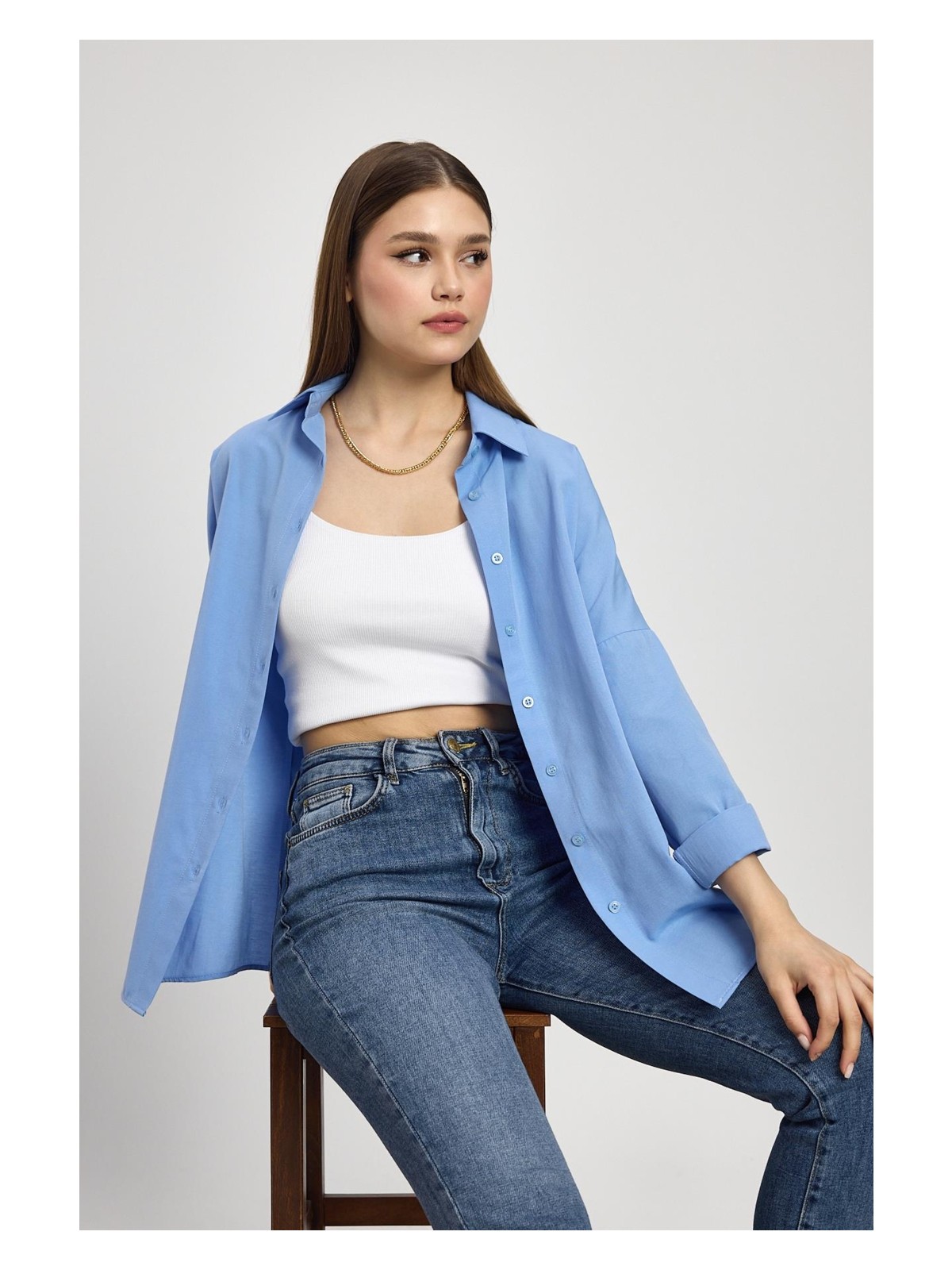 Rays 6621A Arkası Robalı Gömlek Beyaz - Görsel 4