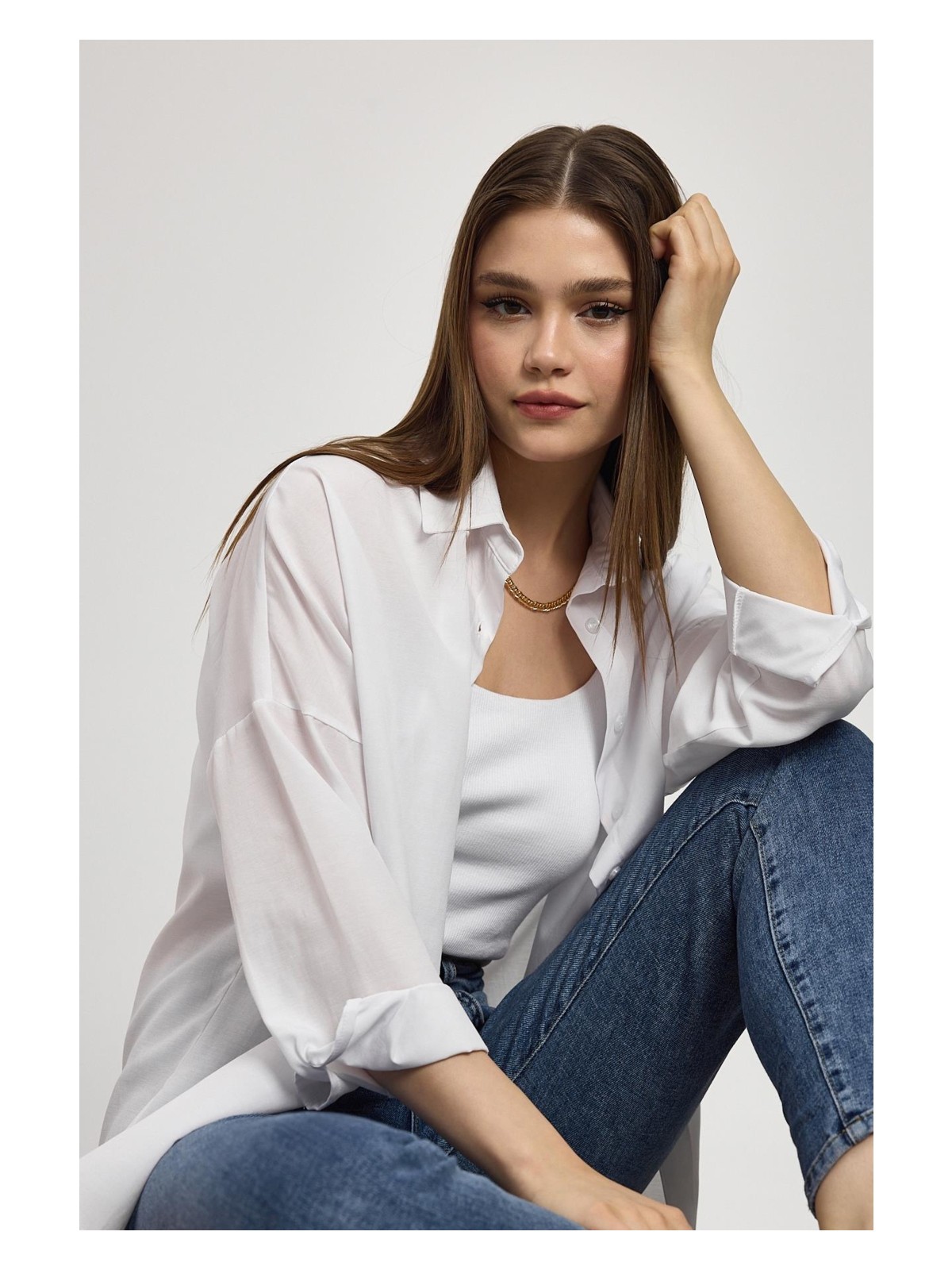 Rays 6621A Arkası Robalı Gömlek Beyaz