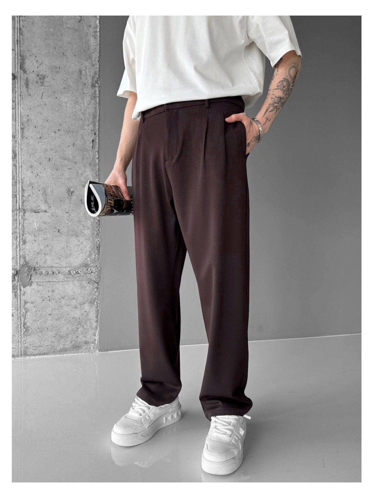 Abluka Online Erkek Baggy Fit Kumaş Pantolon Siyah - Görsel 4