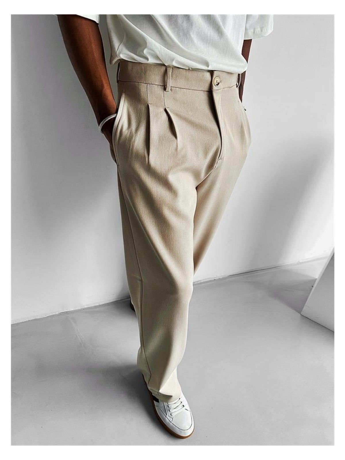 Abluka Online Erkek Baggy Fit Kumaş Pantolon Siyah - Görsel 5