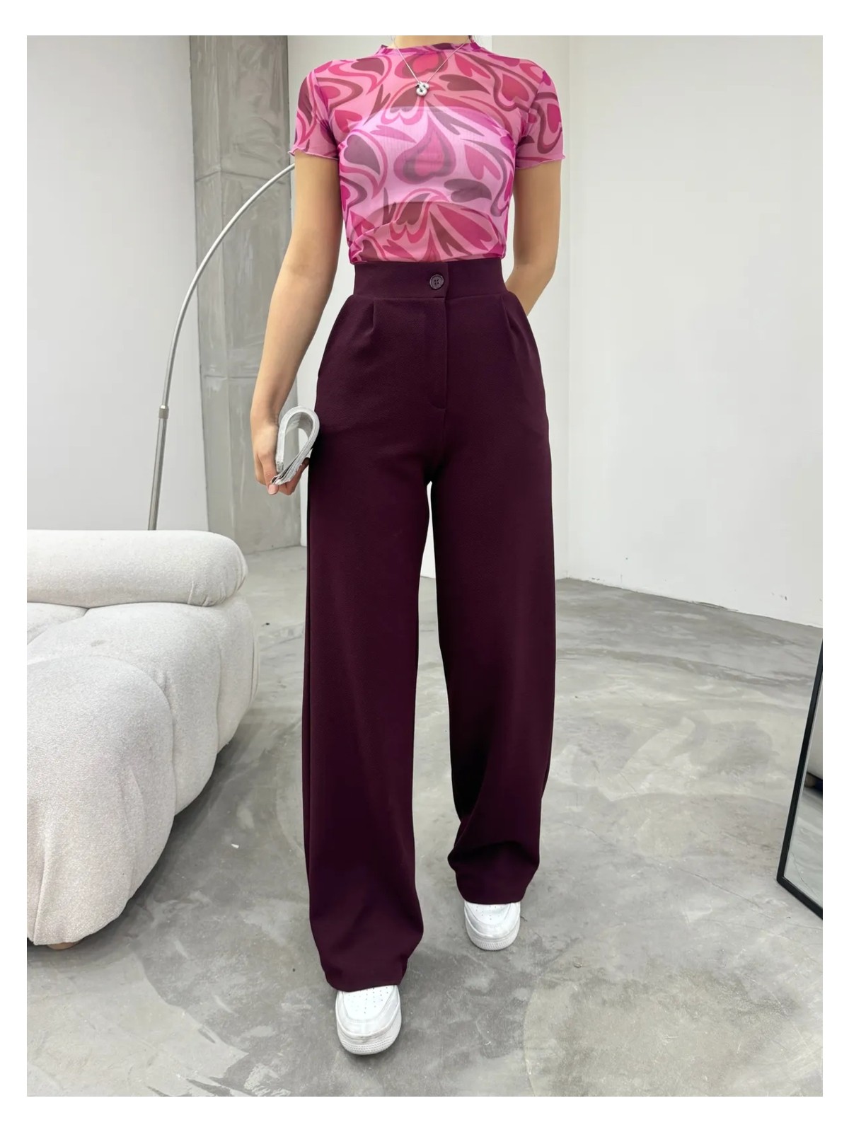 Bikelife Kadın Siyah Likralı Palazzo Salaş Geniş Paça Pantolon - Görsel 8