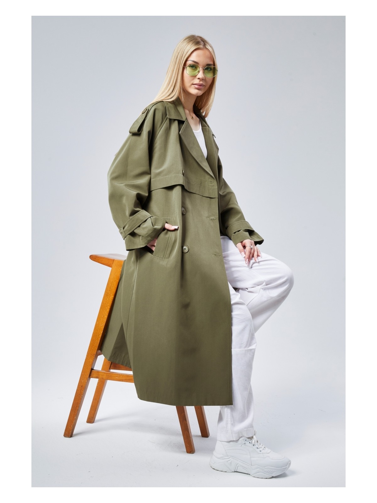 Bolivente Oversize Kruvaze Kapama Rüzgarlık Detaylı Trençkot 44956 - Görsel 4