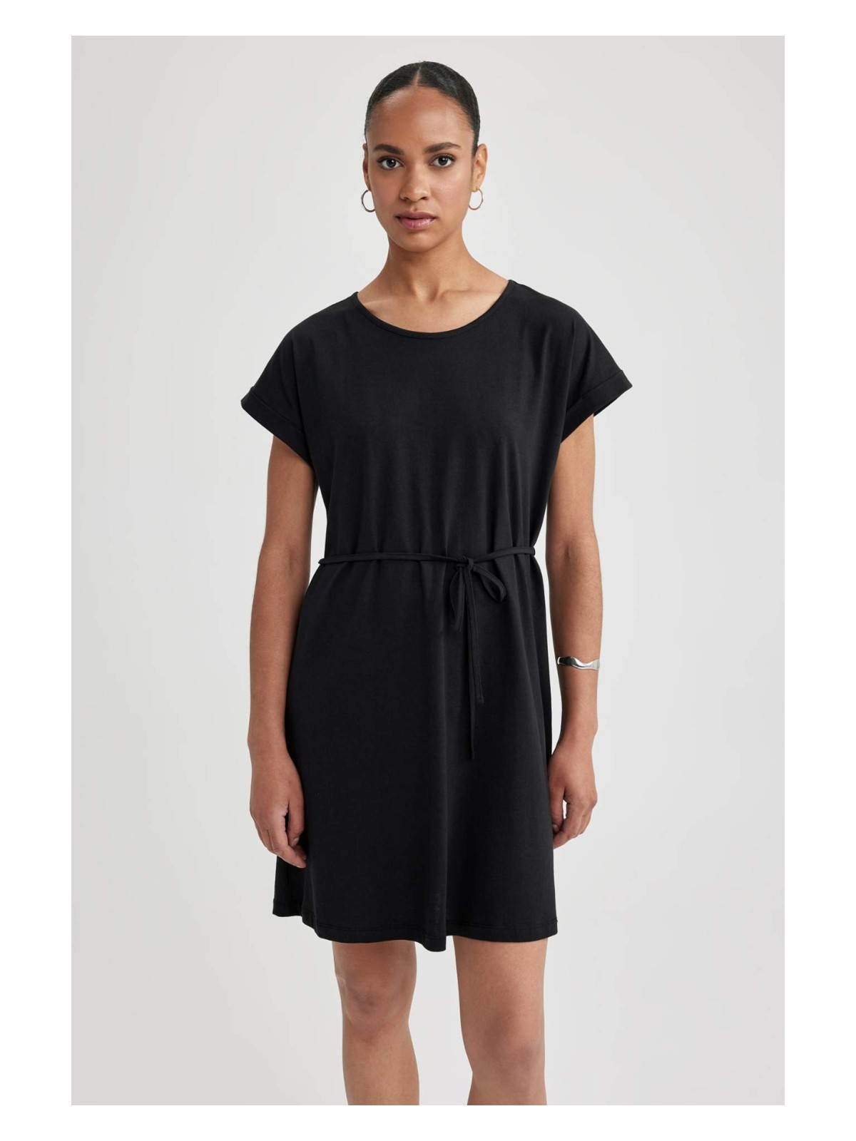 DeFacto A Kesim Bisiklet Yaka Penye Kısa Kollu Elbise B0655AXNS