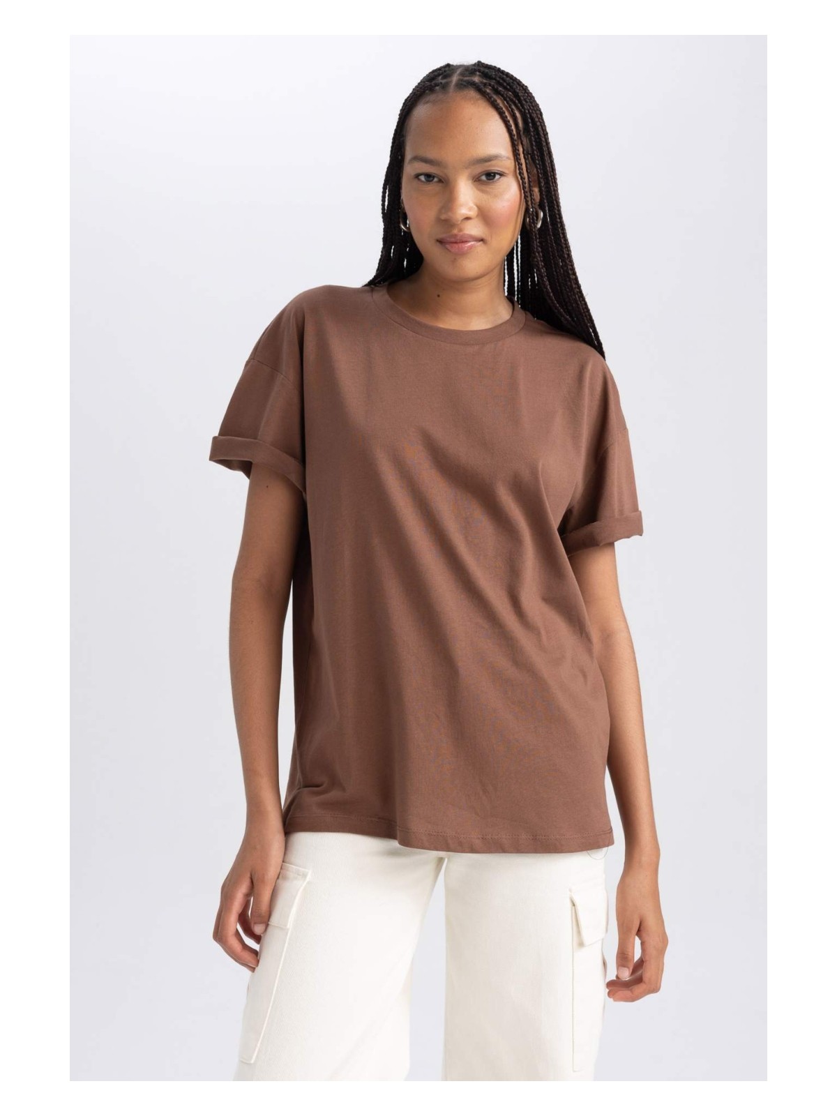 DeFacto Oversize Bisiklet Yaka Kısa Kollu Tişört B0648AXNS - Görsel 5