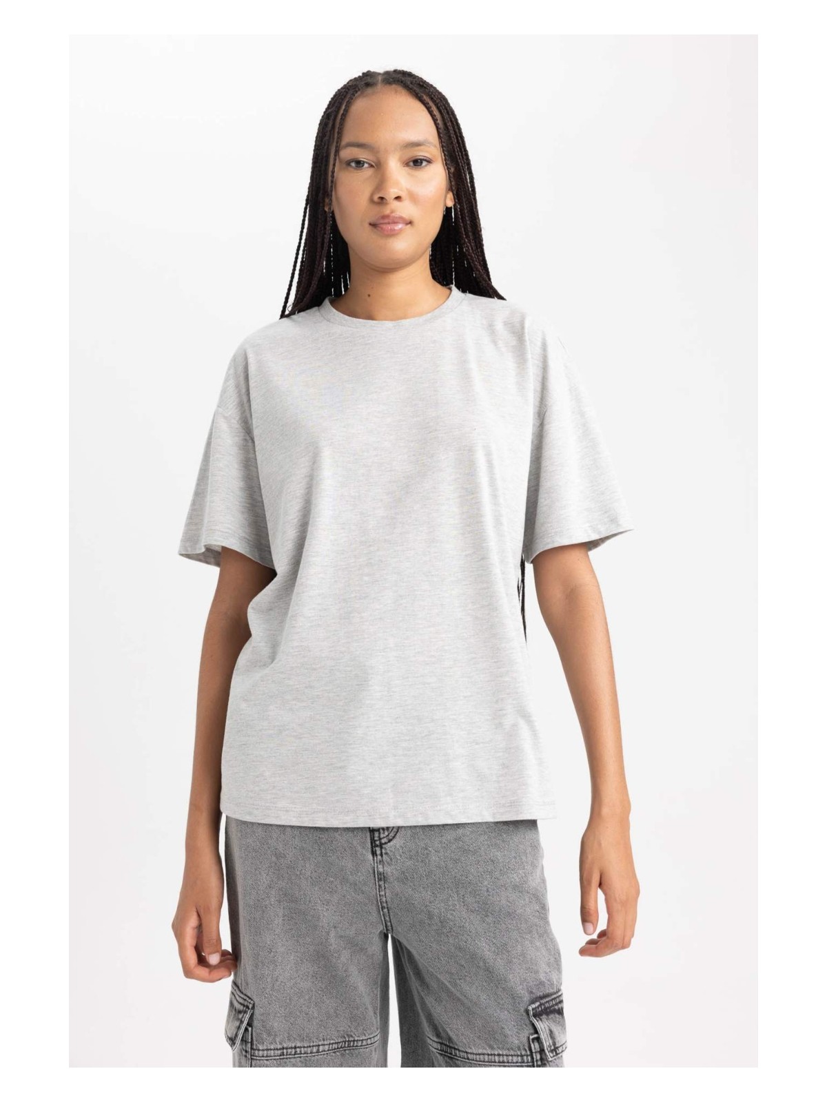 DeFacto Oversize Bisiklet Yaka Kısa Kollu Tişört B0648AXNS - Görsel 4