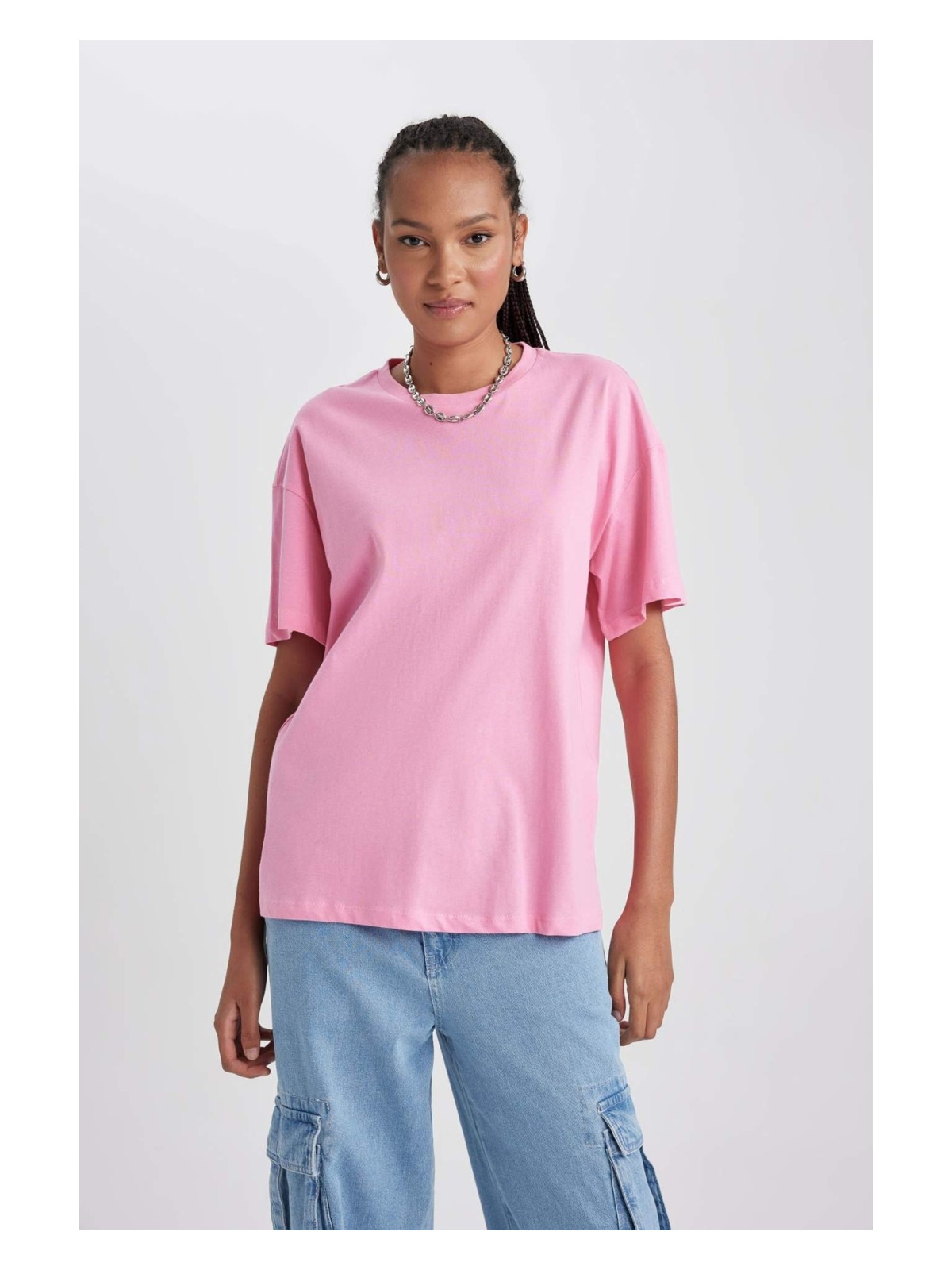 DeFacto Oversize Bisiklet Yaka Kısa Kollu Tişört B0648AXNS