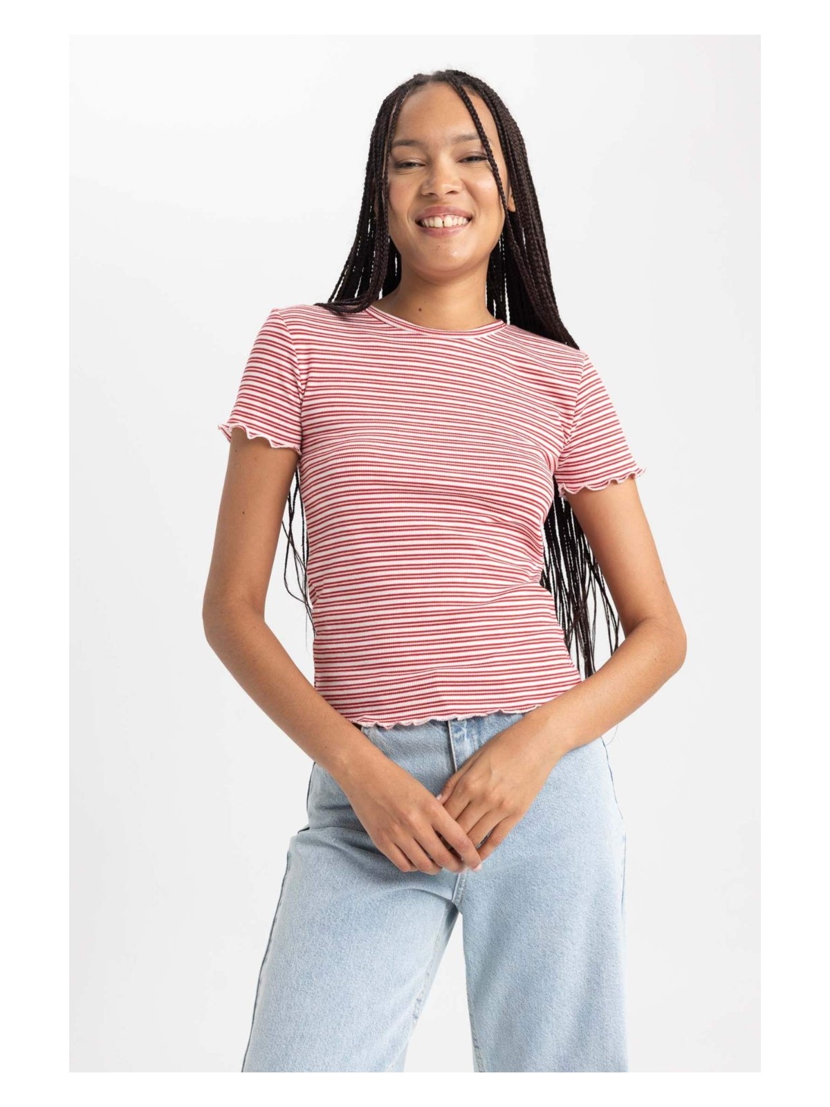 DeFacto Slim Fit Bisiklet Yaka Kısa Kollu Tişört B0645AXNS - Görsel 3