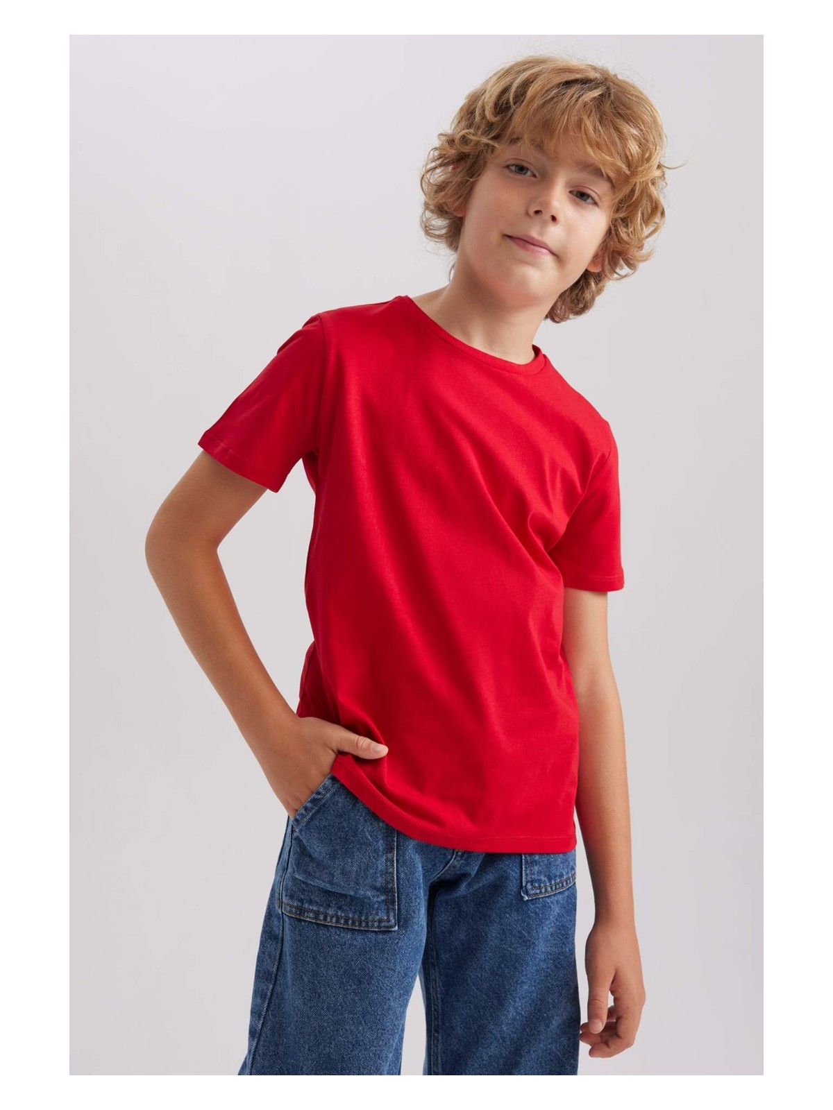 DeFacto Bisiklet Yaka Basic Düz Kısa Kollu Tişört Erkek Çocuk B0667A8NS - Görsel 6