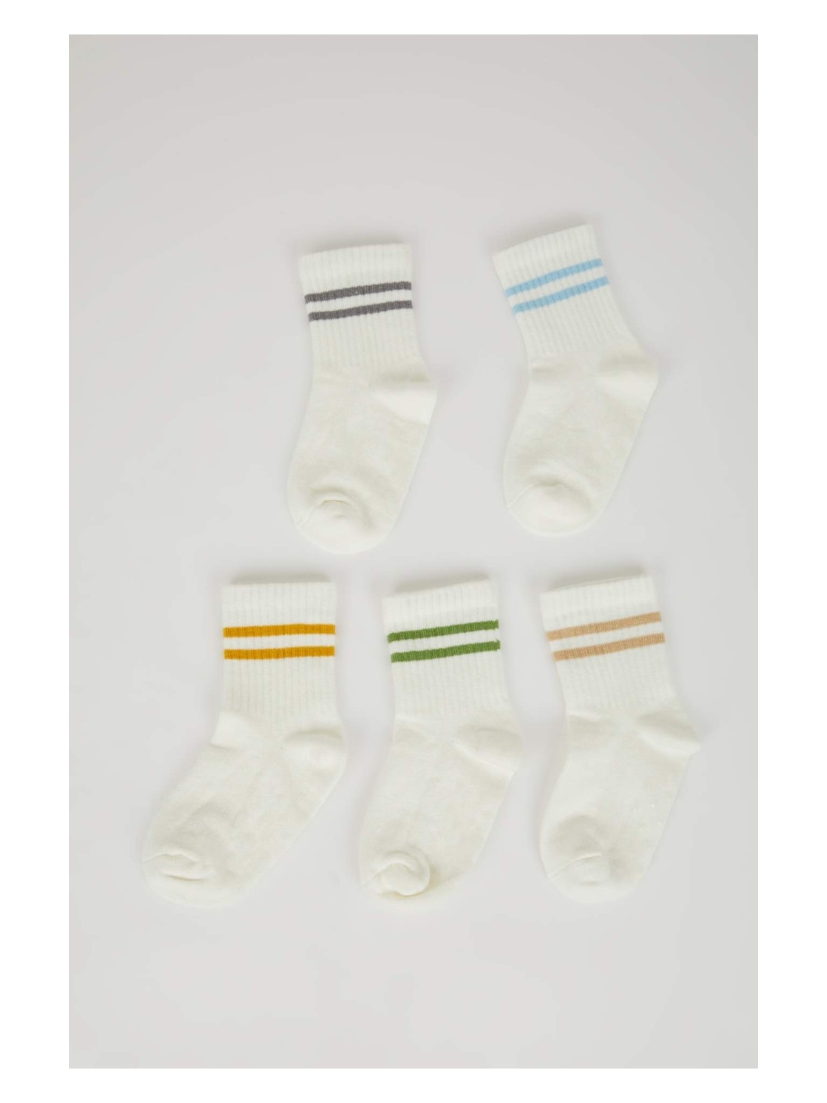 DeFacto Erkek Bebek Dikişsiz Pamuklu Uzun Çorap 5'li Set Beyaz-WT1 Yumuşak ve Rahat