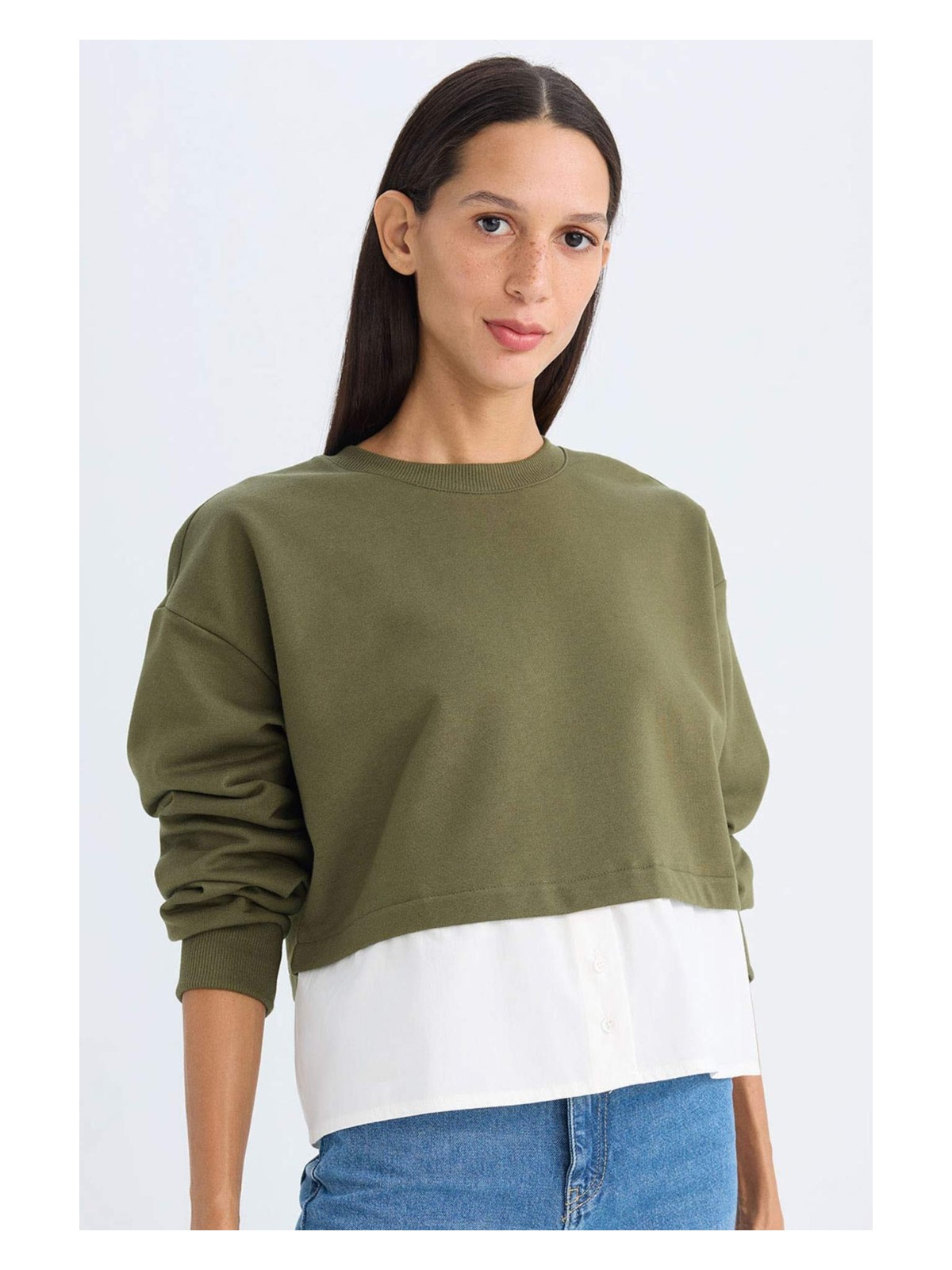 DeFacto Relax Fit Etek Ucu Detaylı Basic Sweatshirt D5620AX24AU