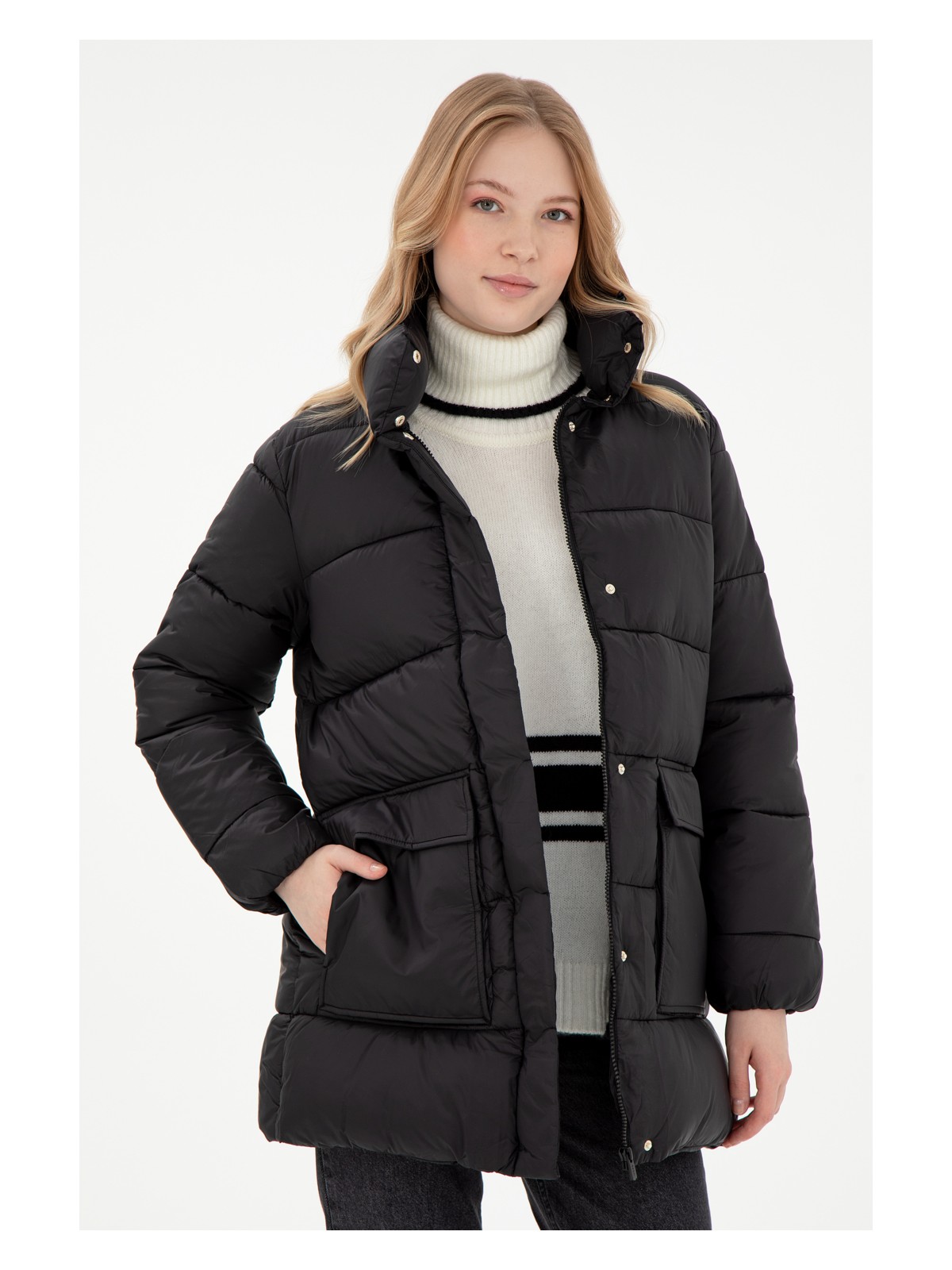 U.S. Polo Assn. Kadın Siyah Kaban 50292747-VR046 - Görsel 3