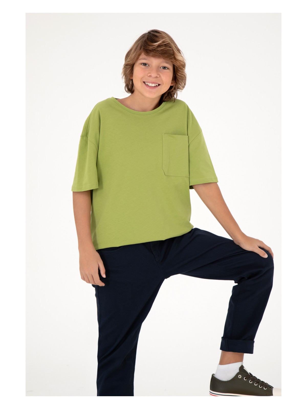 U.S. Polo Assn. Erkek Çocuk Kırmızı Bisiklet Yaka Tişört 50295428-VR030 - Görsel 5