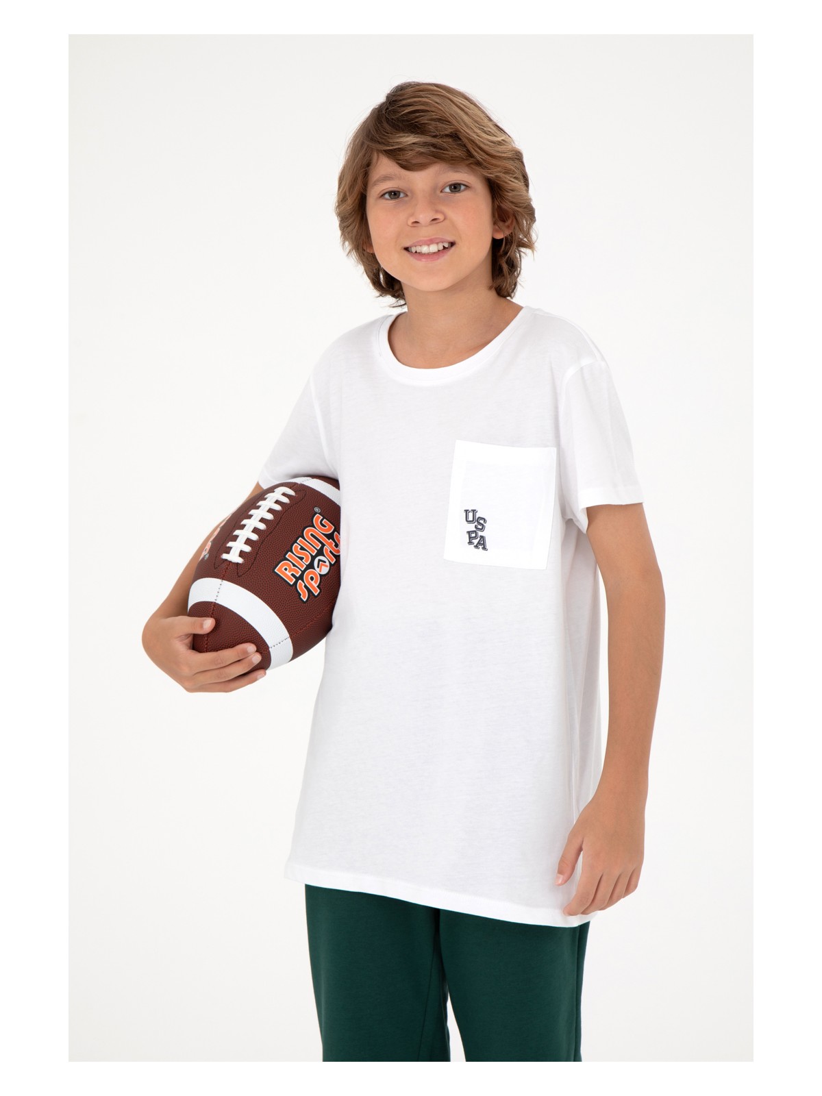 U.S. Polo Assn. Erkek Çocuk Kum Bisiklet Yaka Tişört 50298096-VR085 - Görsel 3