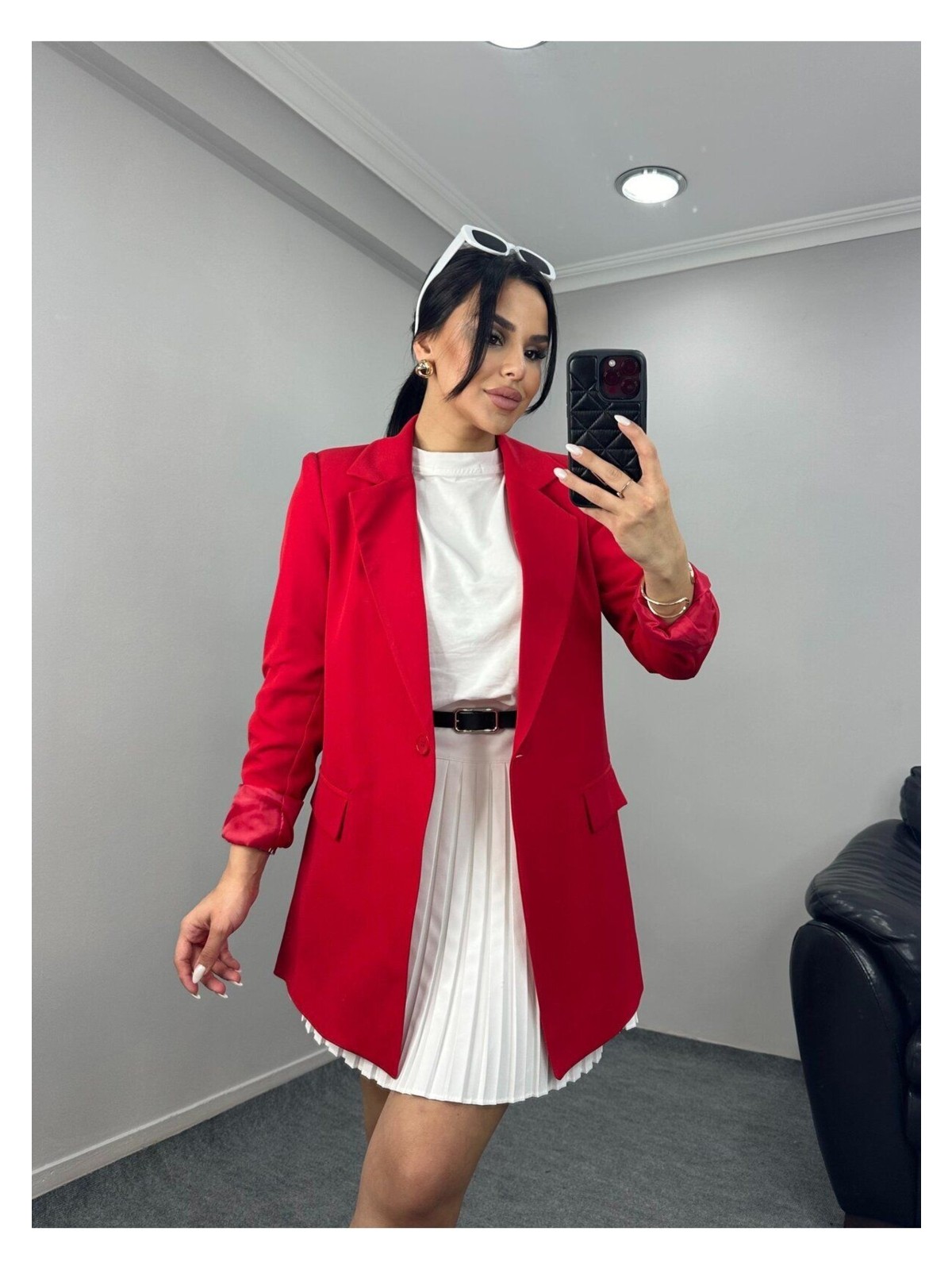 Suxircnhtmts Kadın Tek Düğmeli Blazer Ceket - Görsel 5