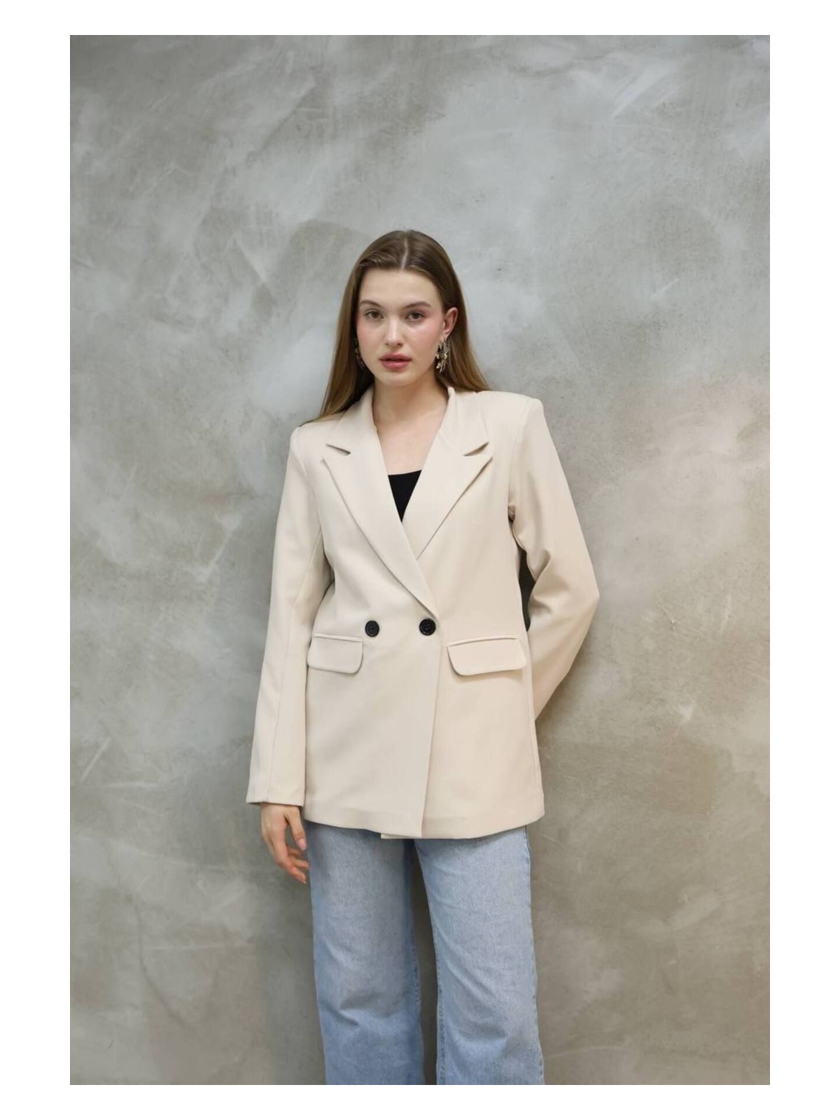 Suxircnhtmts Kadın Tek Düğmeli Blazer Ceket - Görsel 6