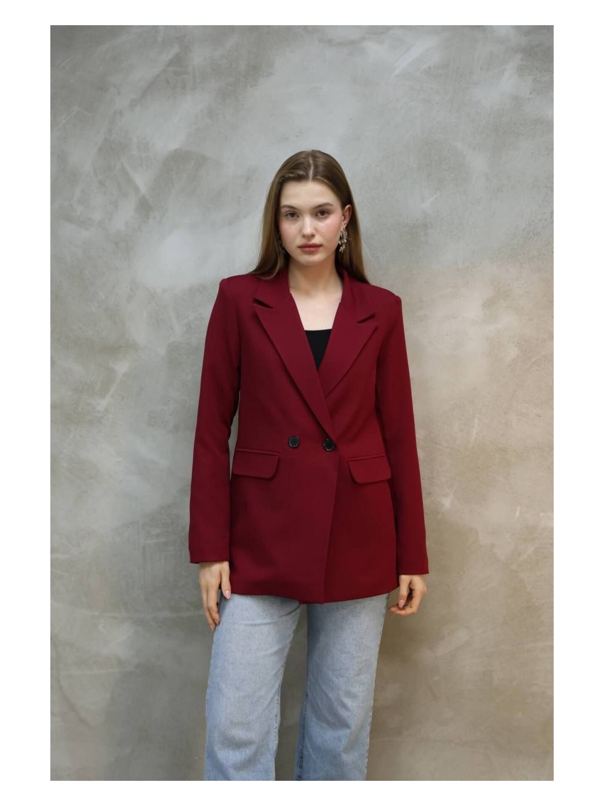 Suxircnhtmts Kadın Tek Düğmeli Blazer Ceket - Görsel 5