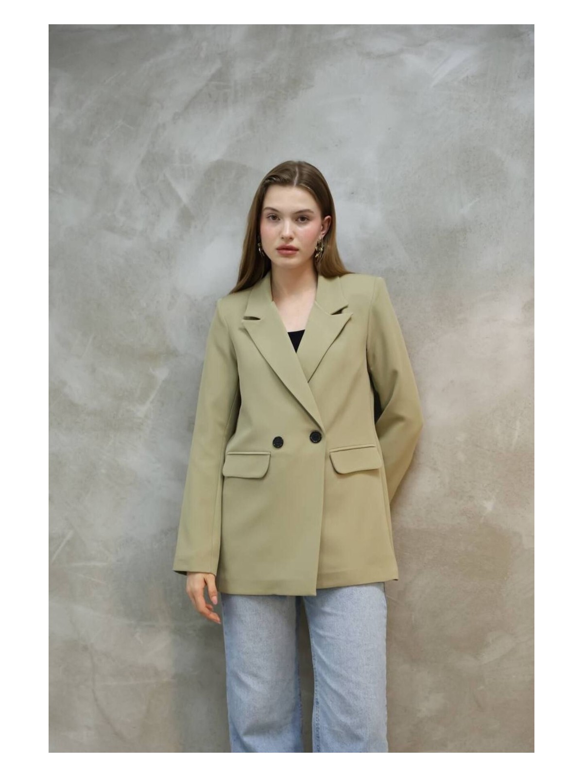 Suxircnhtmts Kadın Tek Düğmeli Blazer Ceket - Görsel 4