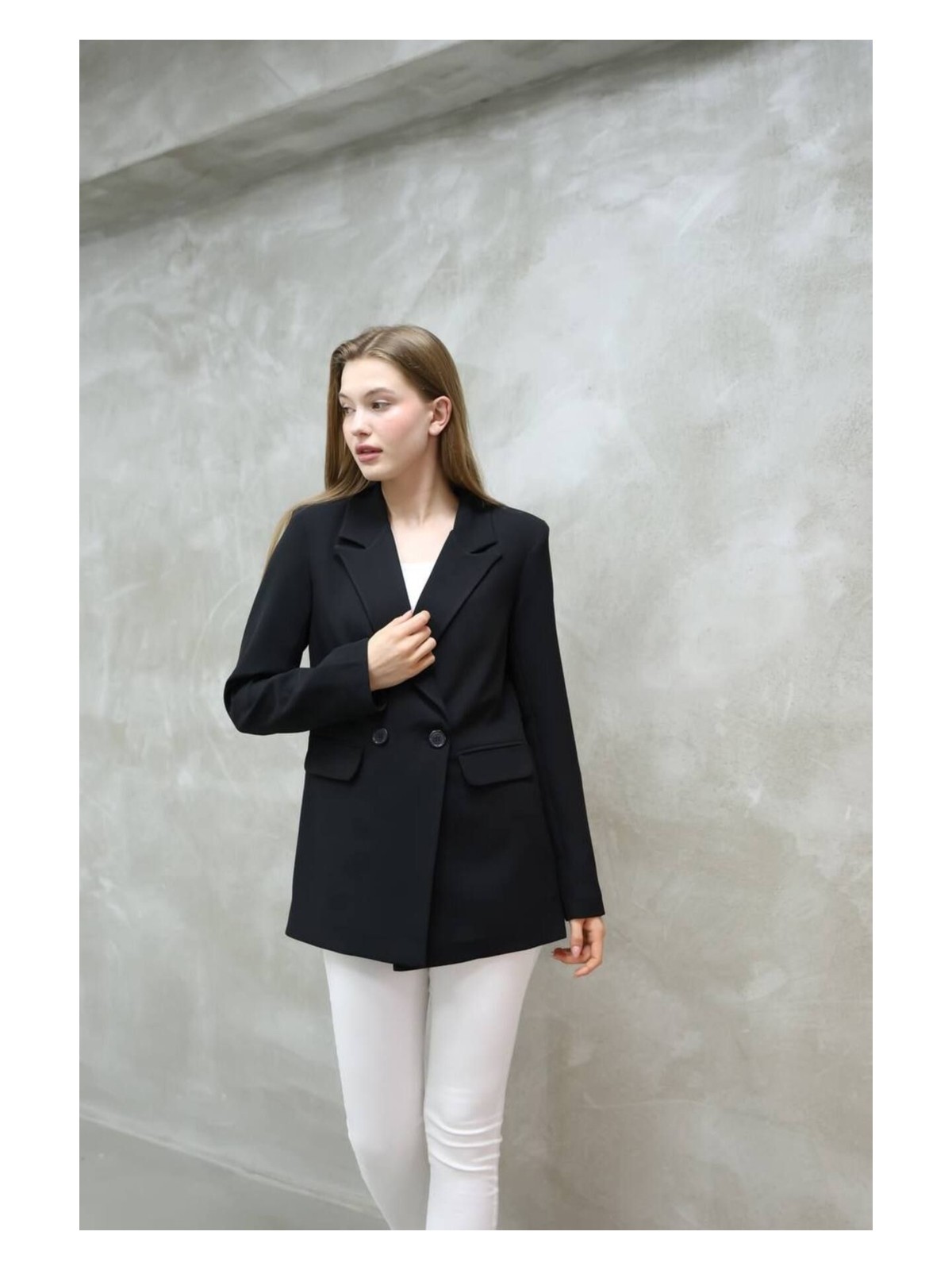 Suxircnhtmts Kadın Tek Düğmeli Blazer Ceket - Görsel 3