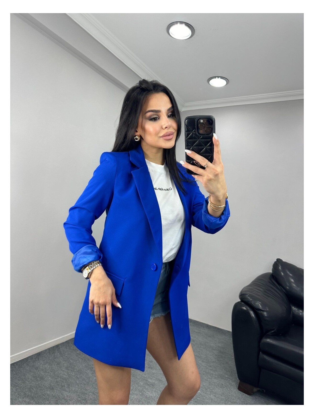 Suxircnhtmts Kadın Tek Düğmeli Blazer Ceket - Görsel 4