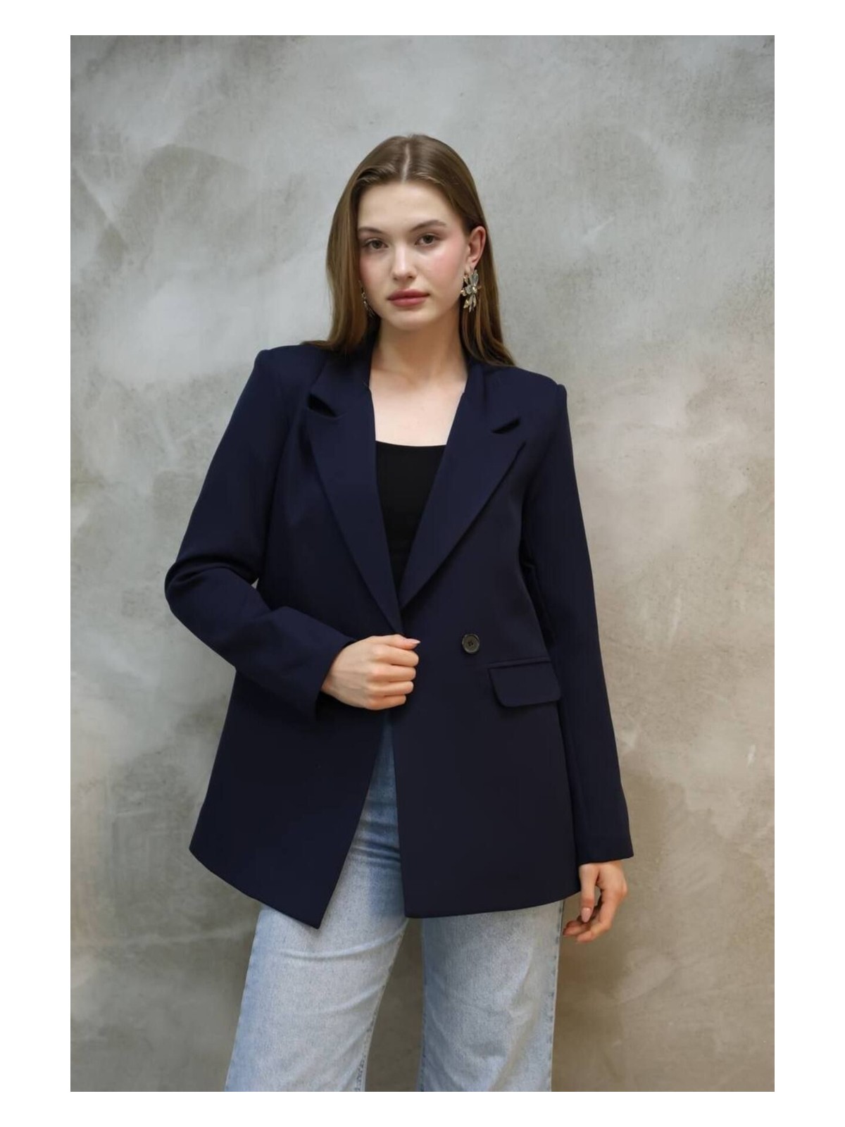 Suxircnhtmts Kadın Tek Düğmeli Blazer Ceket - Görsel 7