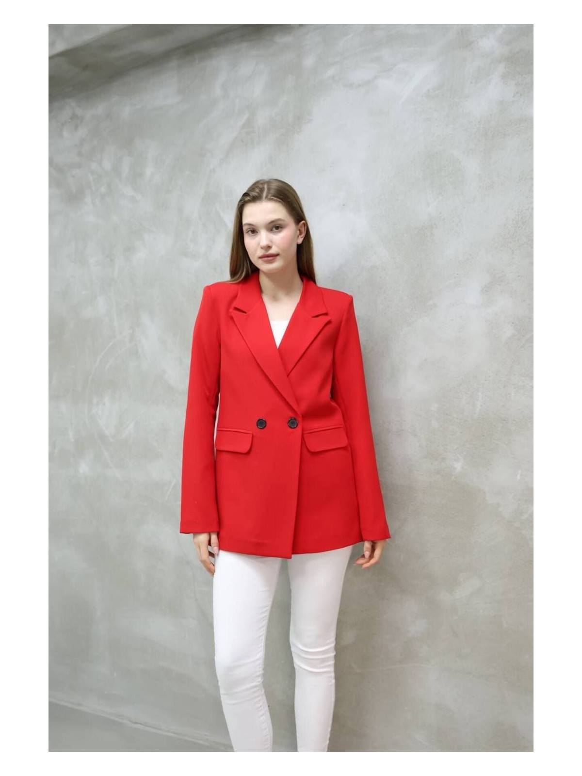 Suxircnhtmts Kadın Tek Düğmeli Blazer Ceket - Görsel 8