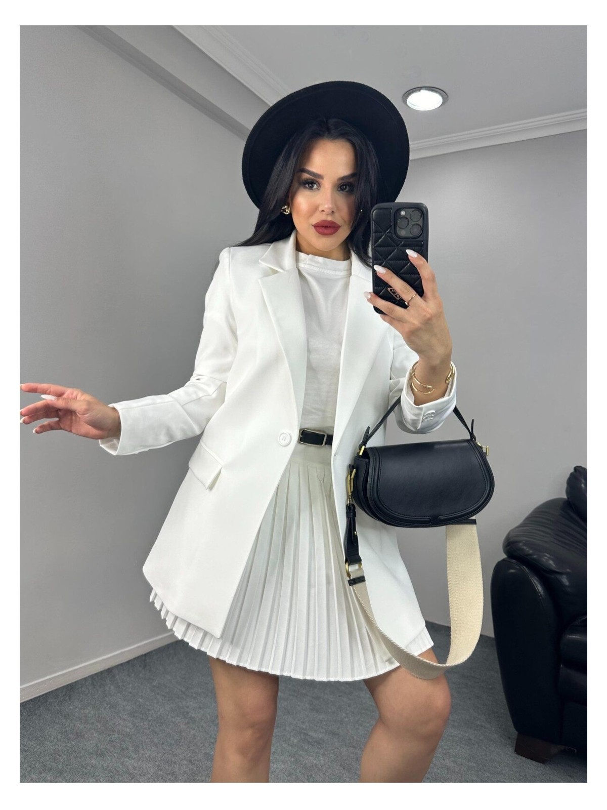 Suxircnhtmts Kadın Tek Düğmeli Blazer Ceket - Görsel 3