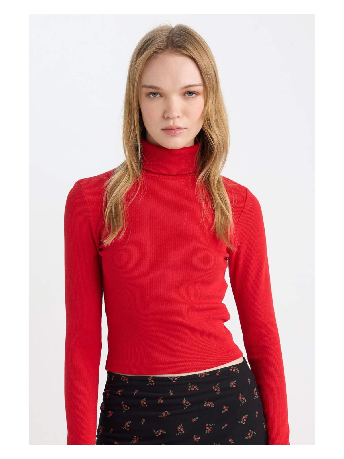 DeFacto Fitted Balıkçı Yaka Fitilli Kaşkorse Basic Düz Uzun Kollu Tişört B6783AX24AU - Görsel 4