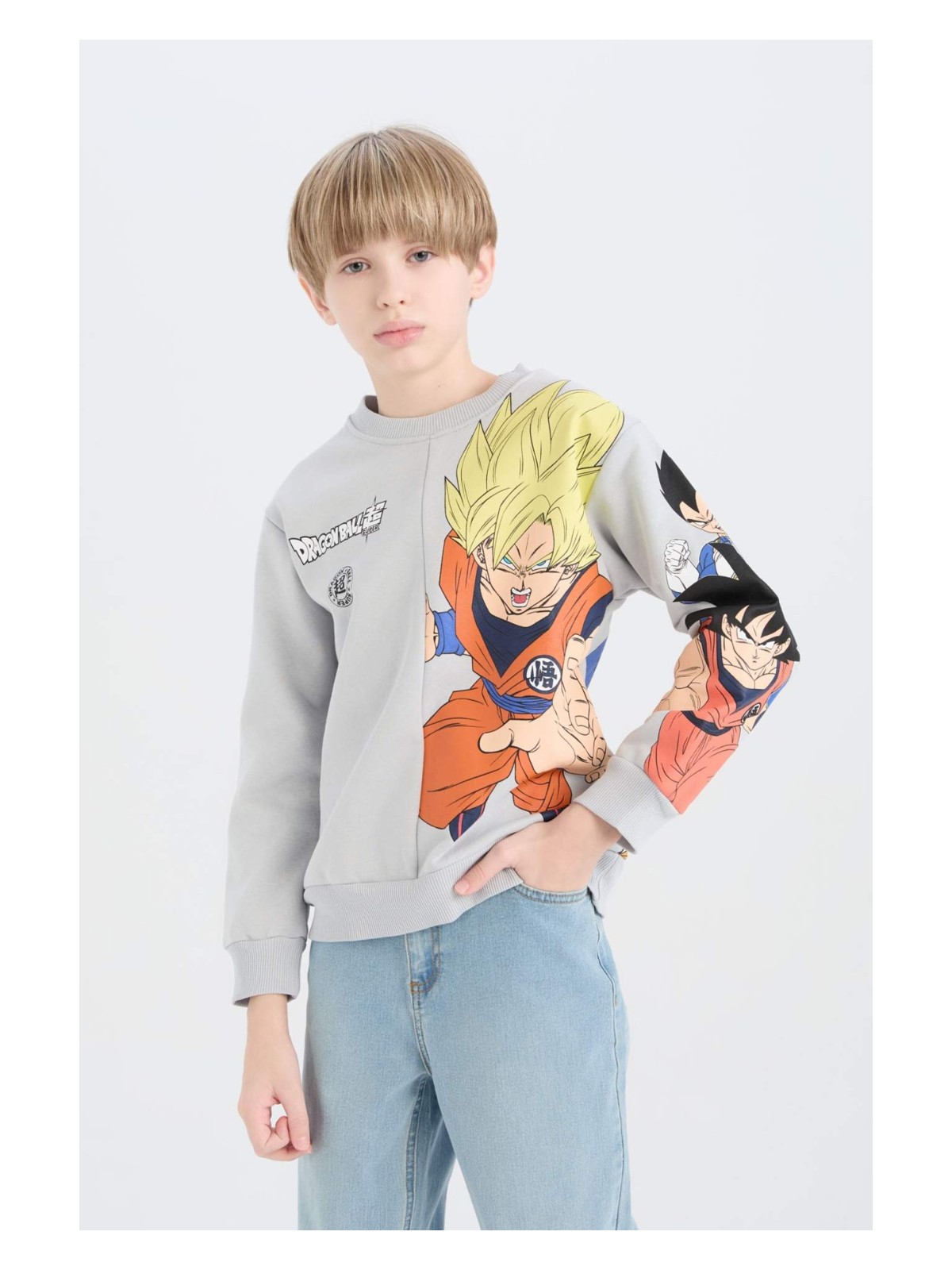 DeFacto Erkek Çocuk Dragon Ball New Bisiklet Yaka Sırt Baskılı Sweatshirt D6814A824WN