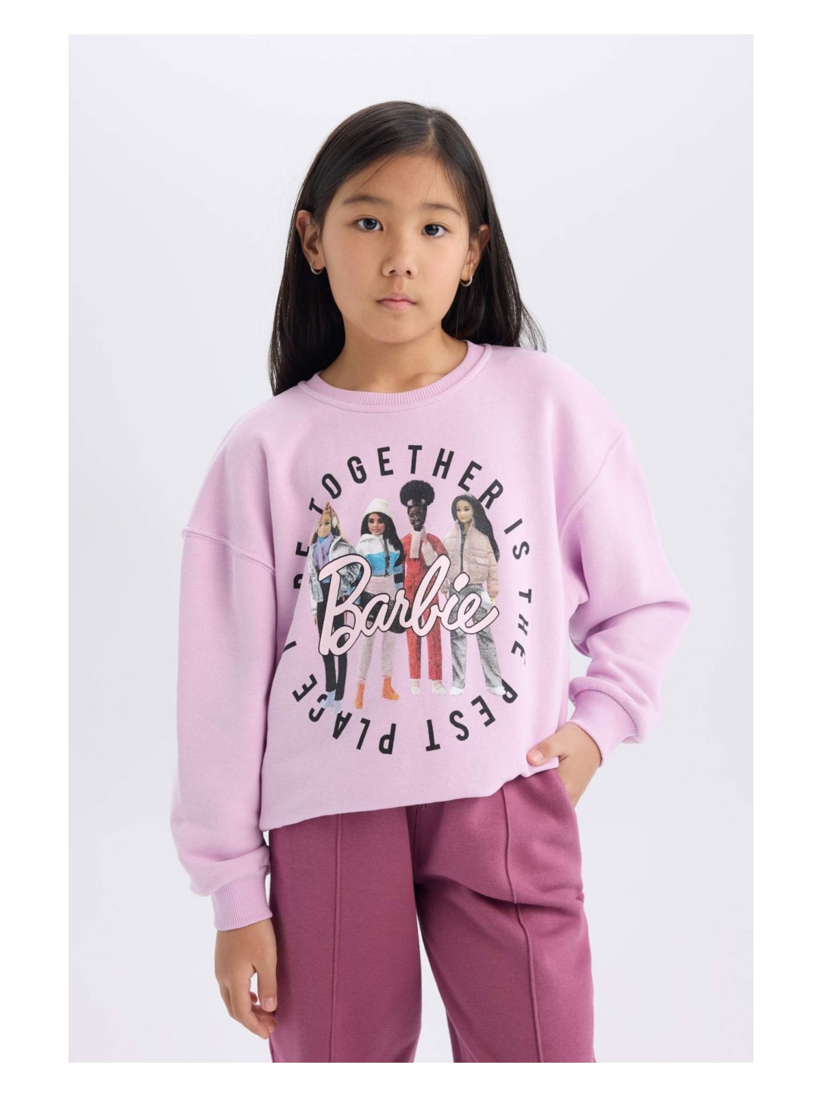 DeFacto Barbie Relax Fit Bisiklet Yaka Sweatshirt Kız Çocuk D4379A824WN