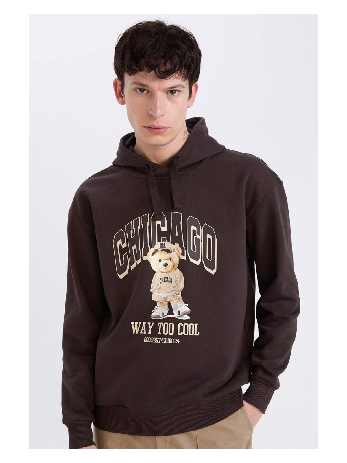 DeFacto Boxy Fit Kapüşonlu Baskılı Sweatshirt D0853AX24AU