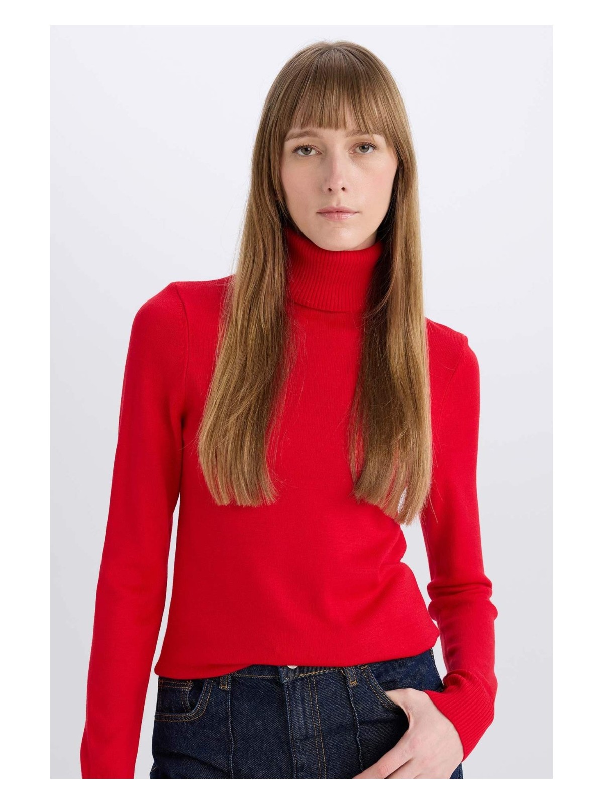 DeFacto Regular Fit Yumuşak Dokulu Balıkçı Yaka Basic Düz Triko Kazak H1651AZ24WN