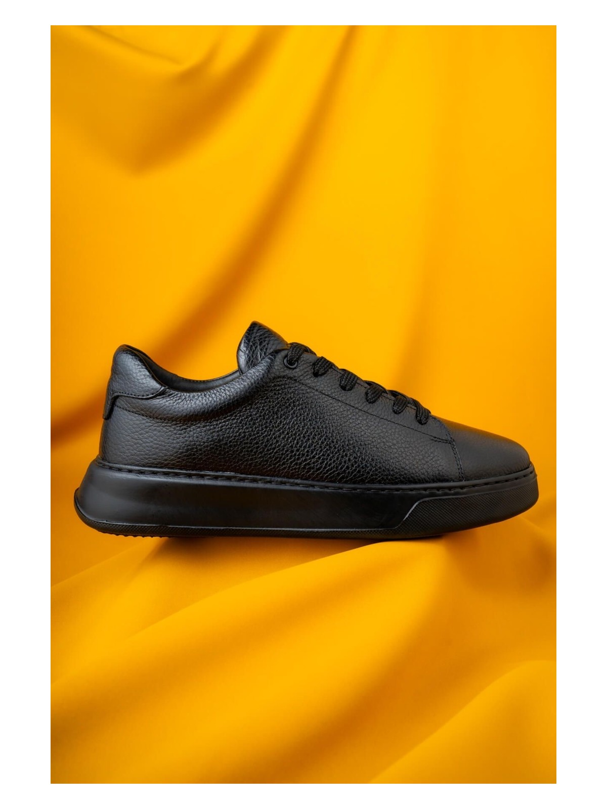 Hatemoğlu Erkek Siyah Deri Esnek Taban Bağcıklı Casual Ayakkabı Sneaker - Görsel 4