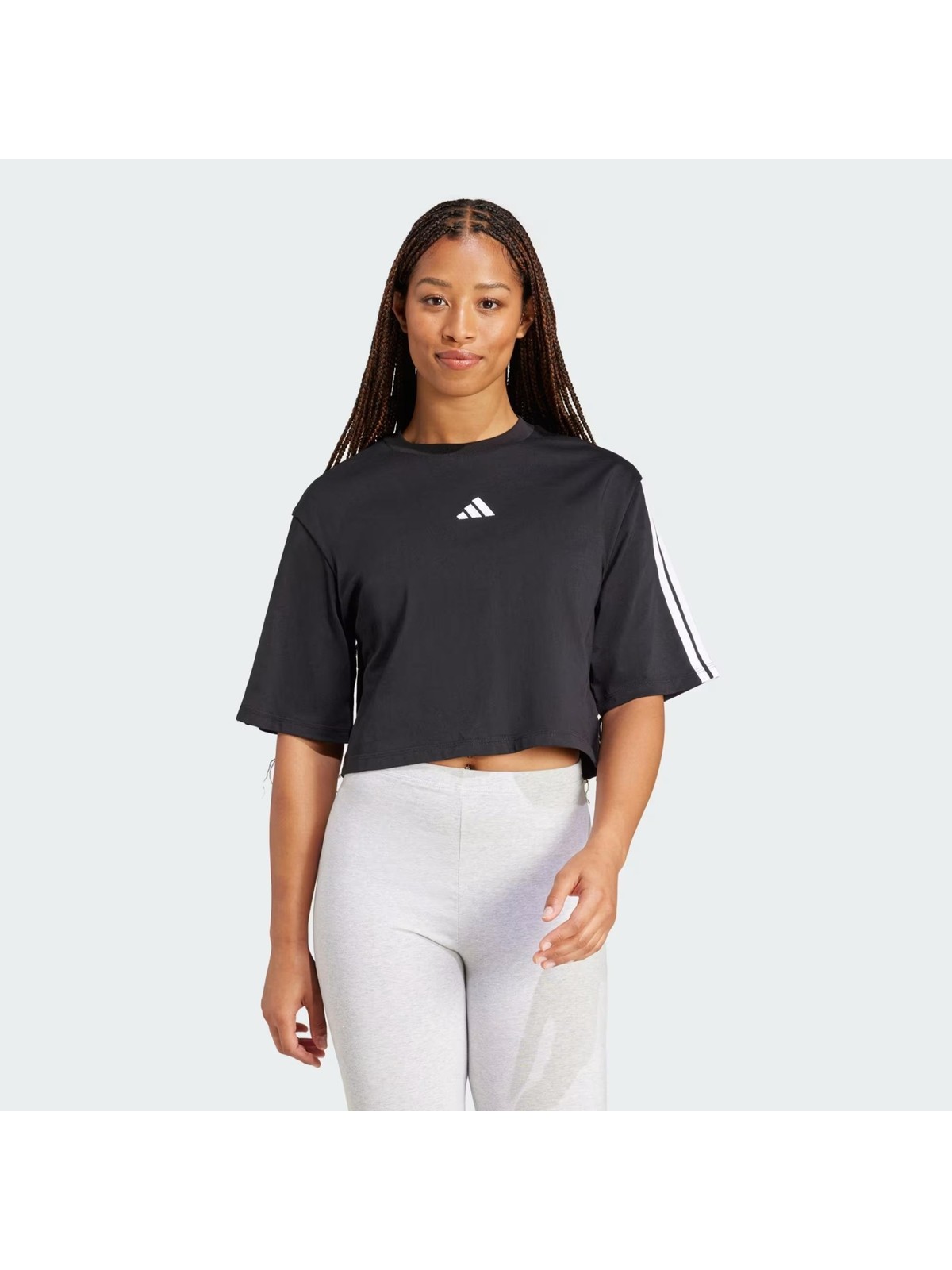 adidas Adidas Sportswear JD4998 Essentials 3-Stripes Cotton Loose Tişört - Görsel 4
