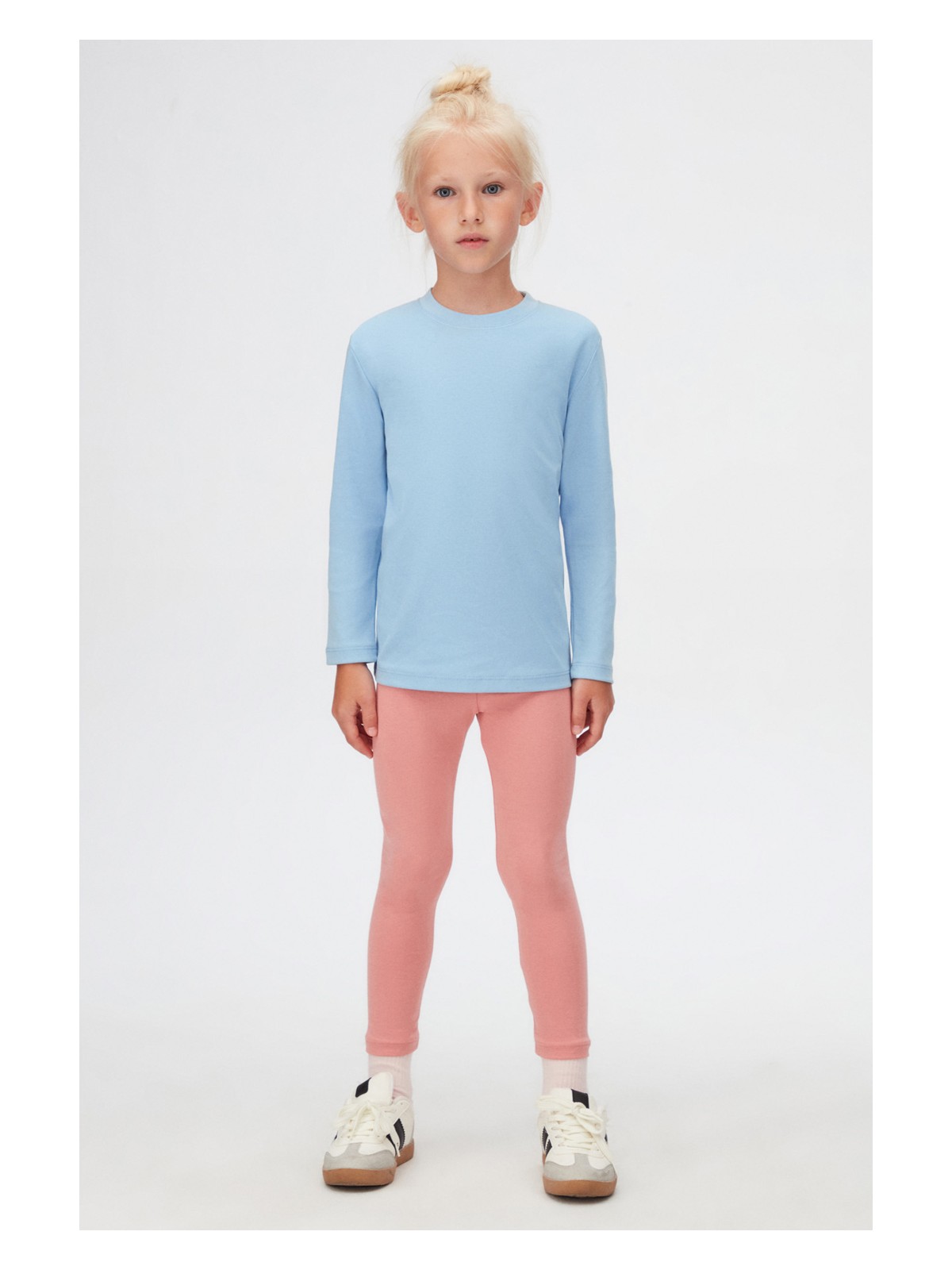 Lovetti Koyu Mavi Basic Unisex Çocuk Sıfır Yaka Uzun Kollu Tişört