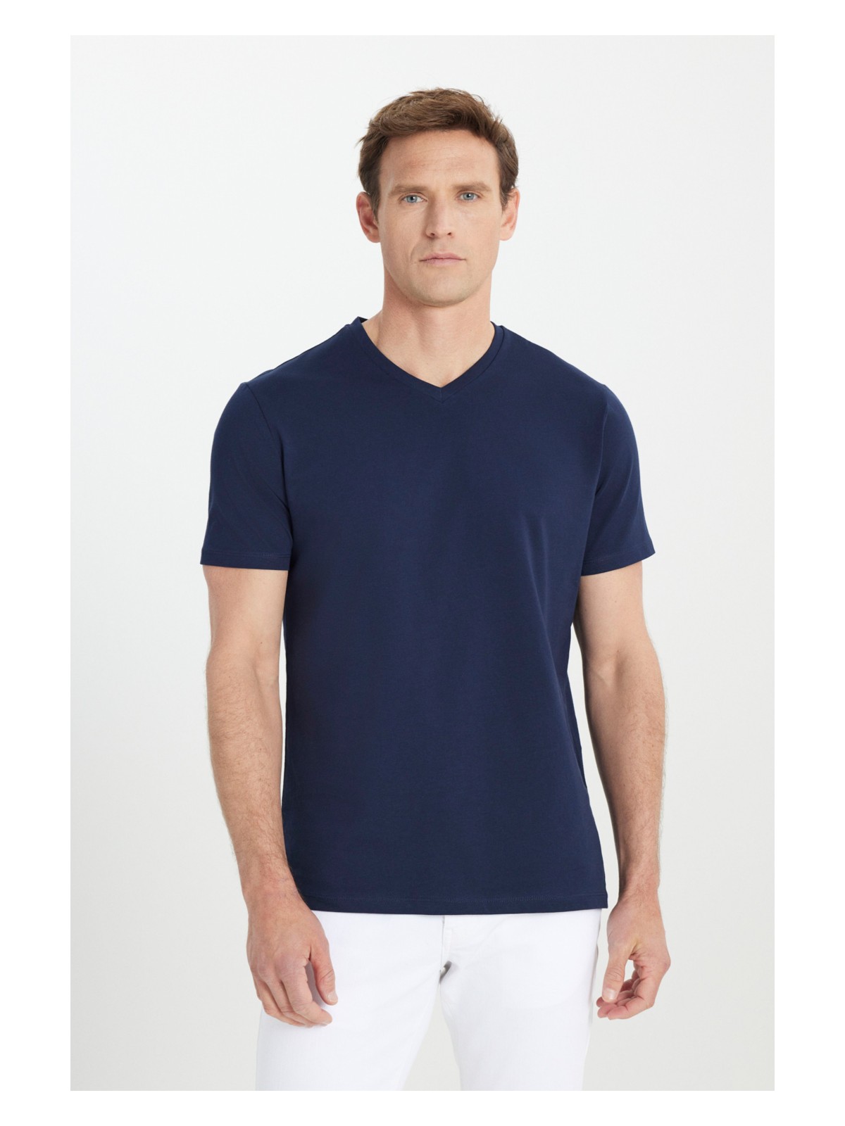 Altınyıldız Classics Erkek Siyah %100 Pamuk Slim Fit Dar Kesim V Yaka Tişört - Görsel 8