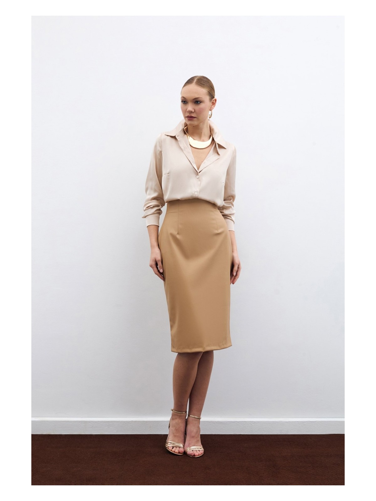 Sateen Deri Kalem Etek - Siyah - Görsel 4