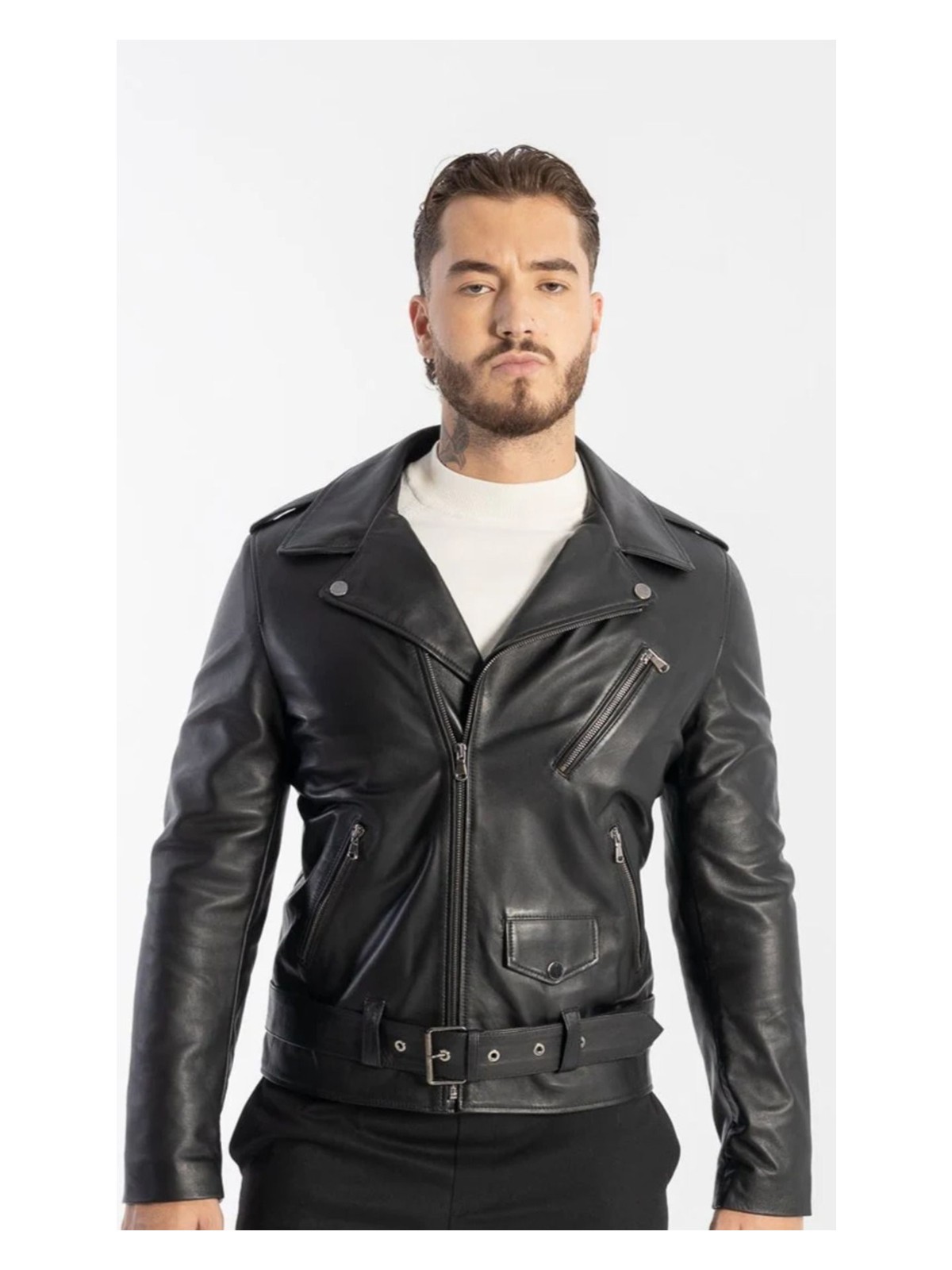 Newzaya Erkek Bıker Deri Ceket
