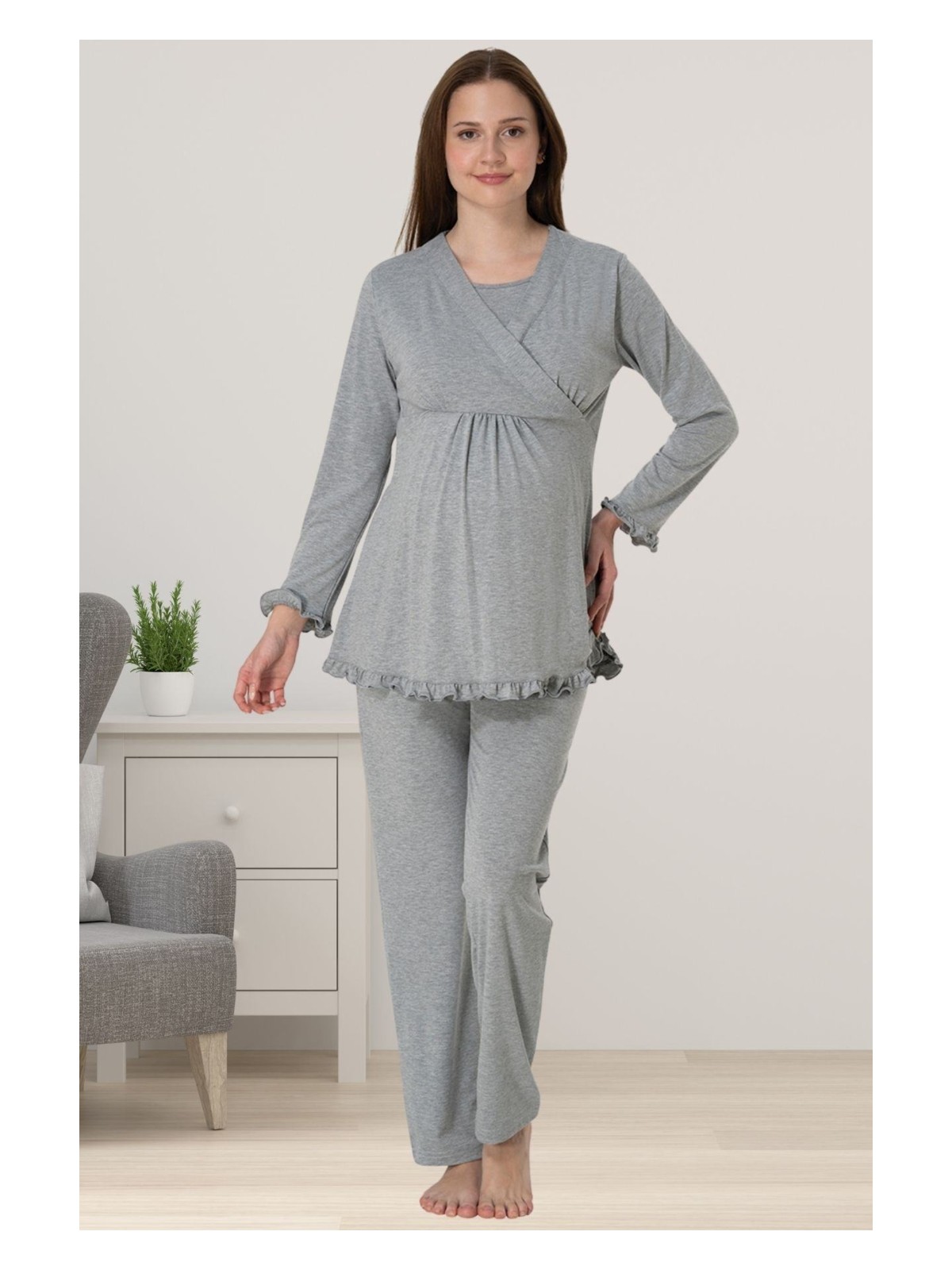 Effortt Lacivert Hamile Lohusa Pijama Takımı - Görsel 5