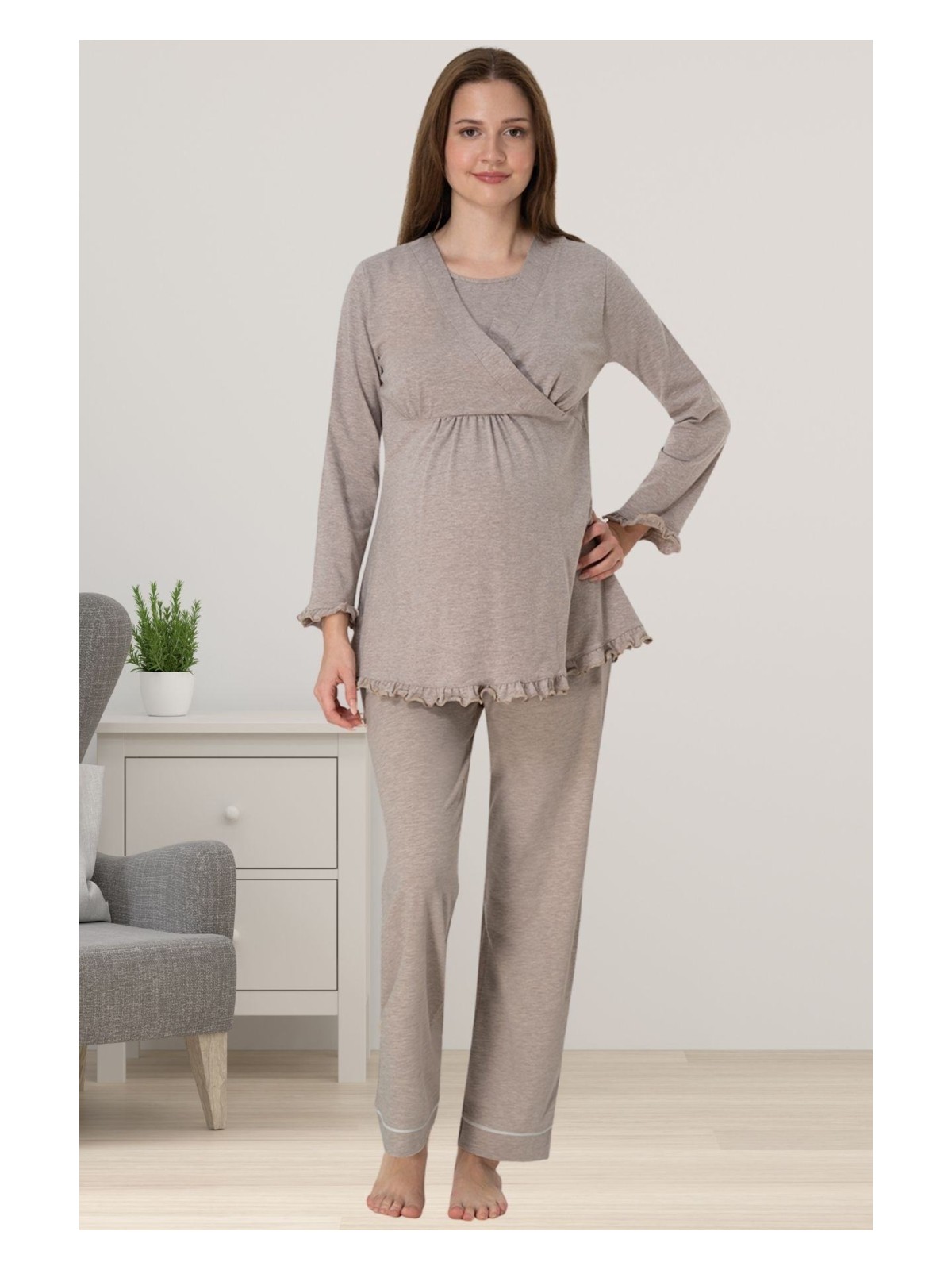 Effortt Lacivert Hamile Lohusa Pijama Takımı - Görsel 6