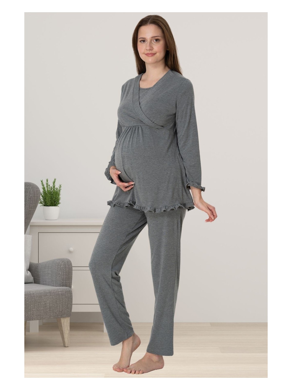 Effortt Bej Hamile Lohusa Pijama Takımı - Görsel 7