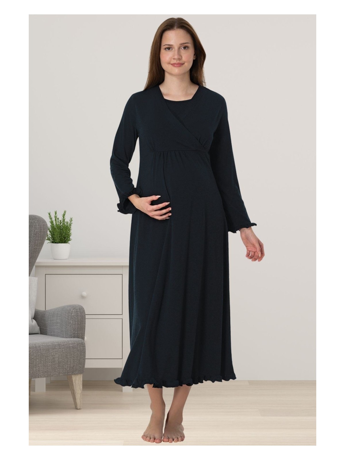 Effortt Lacivert Hamile Lohusa Gecelik