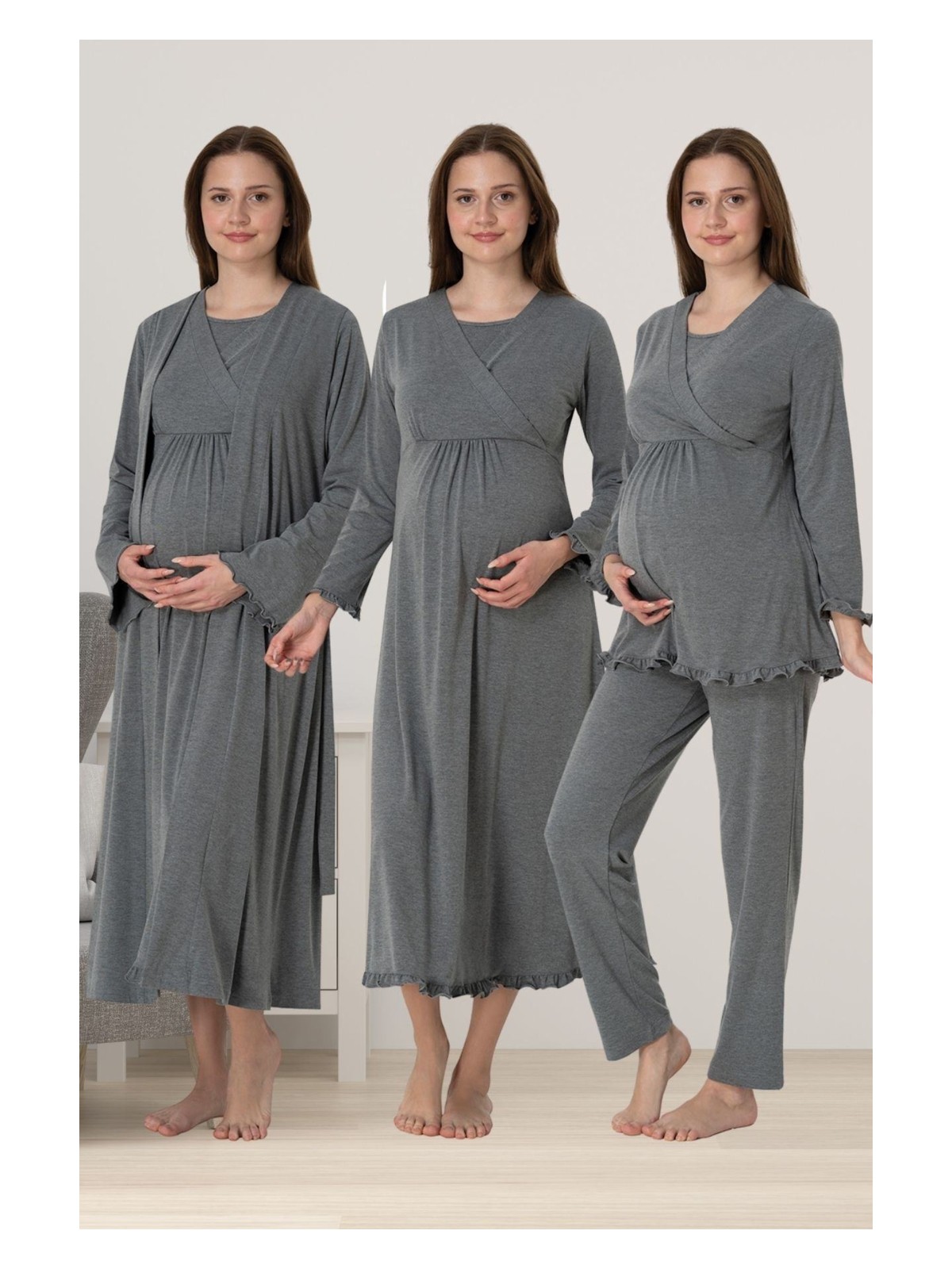 Effortt Gri Hamile Lohusa Set - Görsel 5