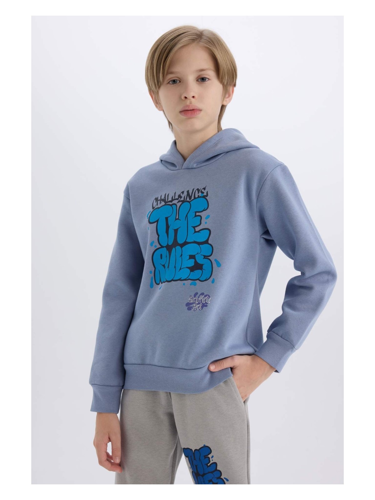 DeFacto Kapüşonlu Baskılı Sweatshirt Erkek Çocuk D4354A8NS