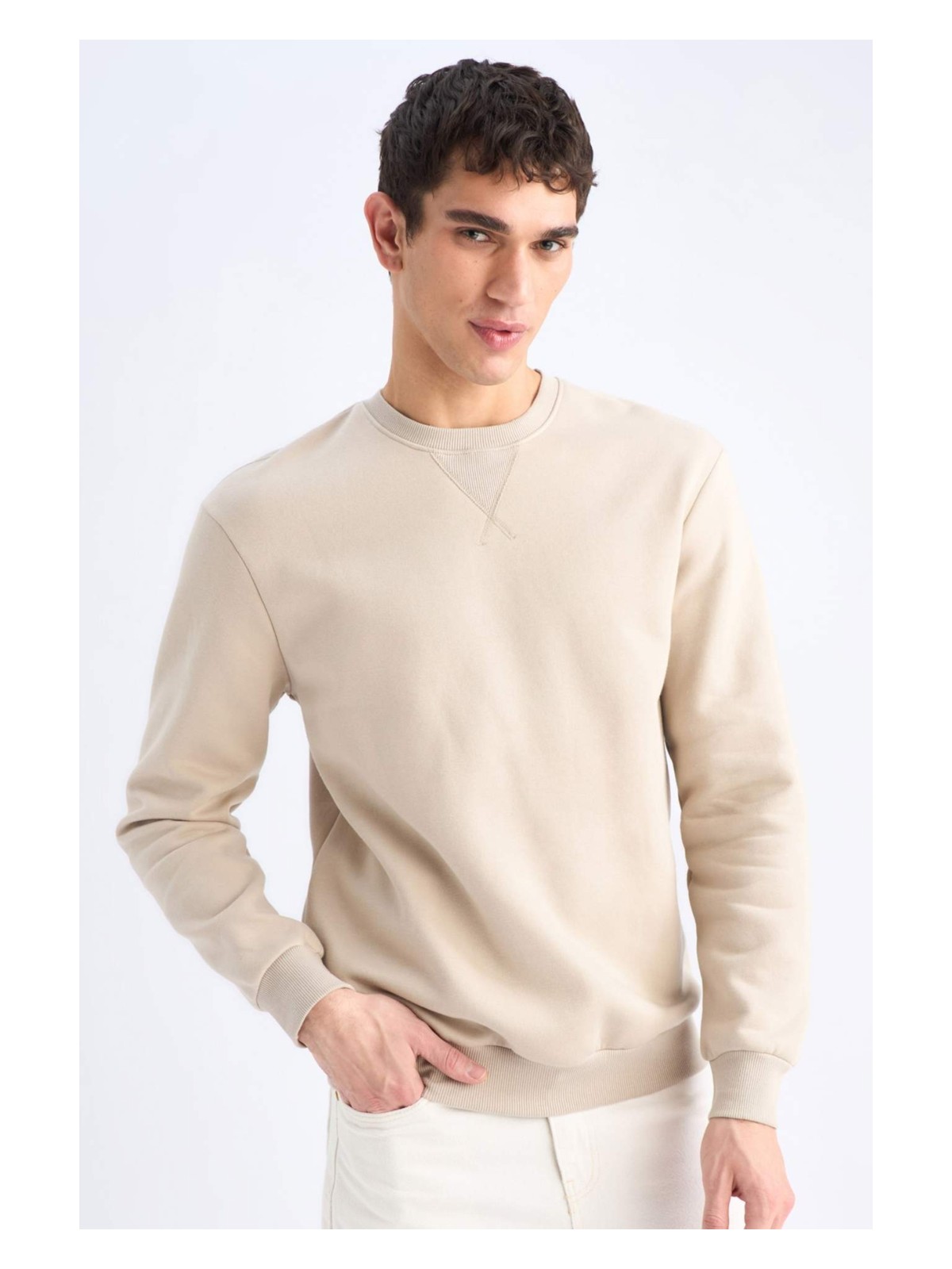 DeFacto Regular Fit Bisiklet Yaka Kalın Basic Düz Sweatshirt T3777AZ25SP