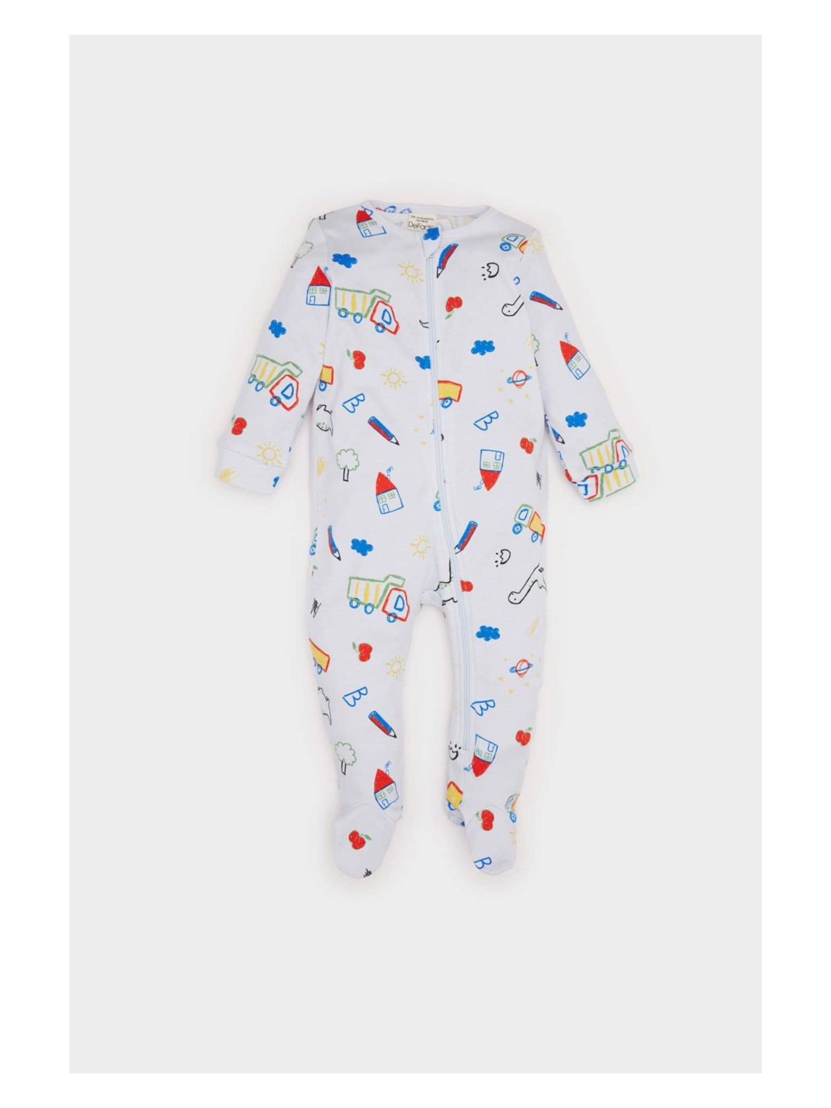 DeFacto Dinozor Baskılı Uzun Kollu Fermuarlı Tulum Erkek Bebek Yenidoğan D8324A5NS