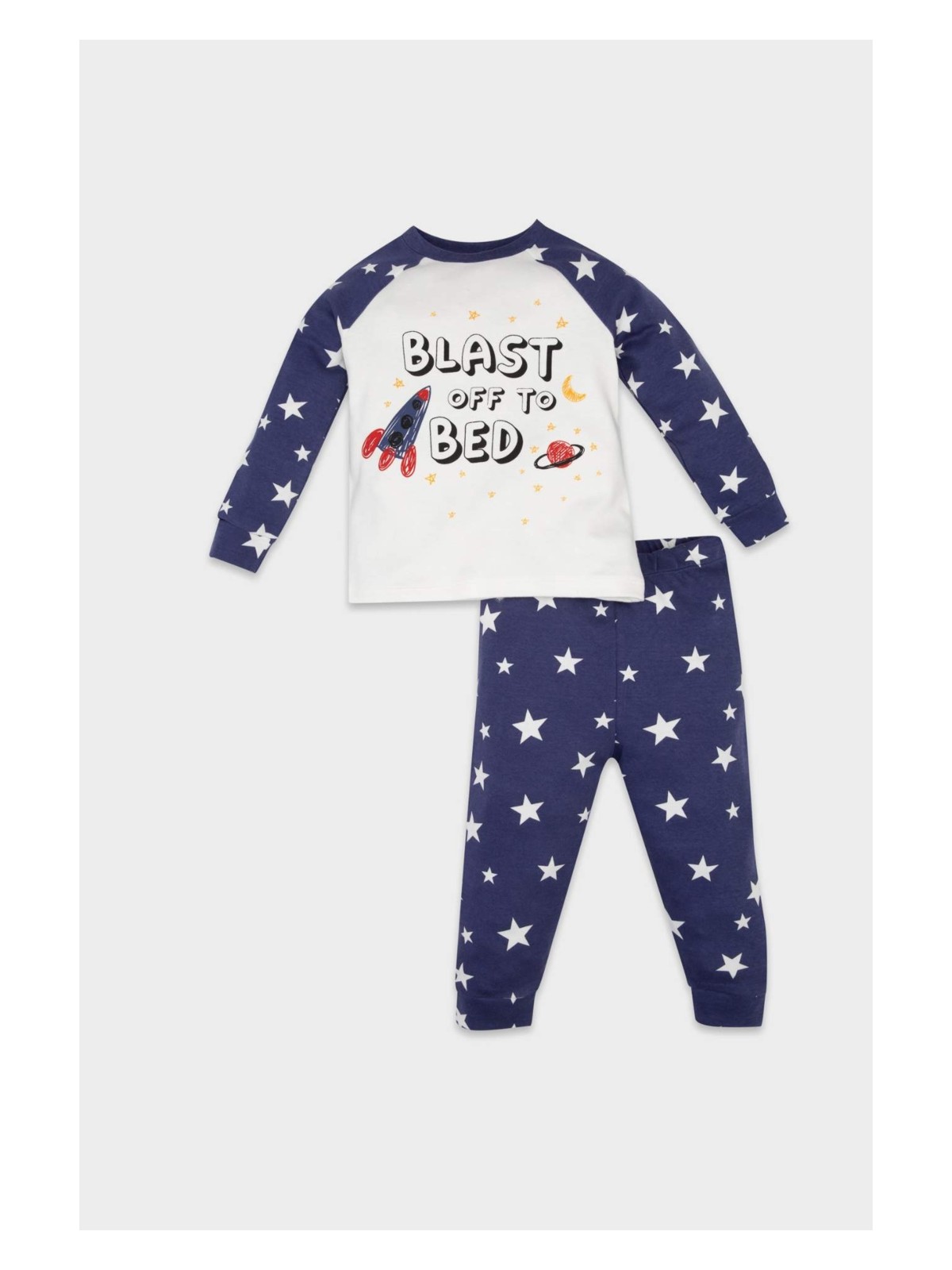DeFacto Pijama Takımı Yıldız Desenli Uzun Kollu Penye Üst Beli Lastikli Uzun Alt Erkek Bebek D6809A5NS